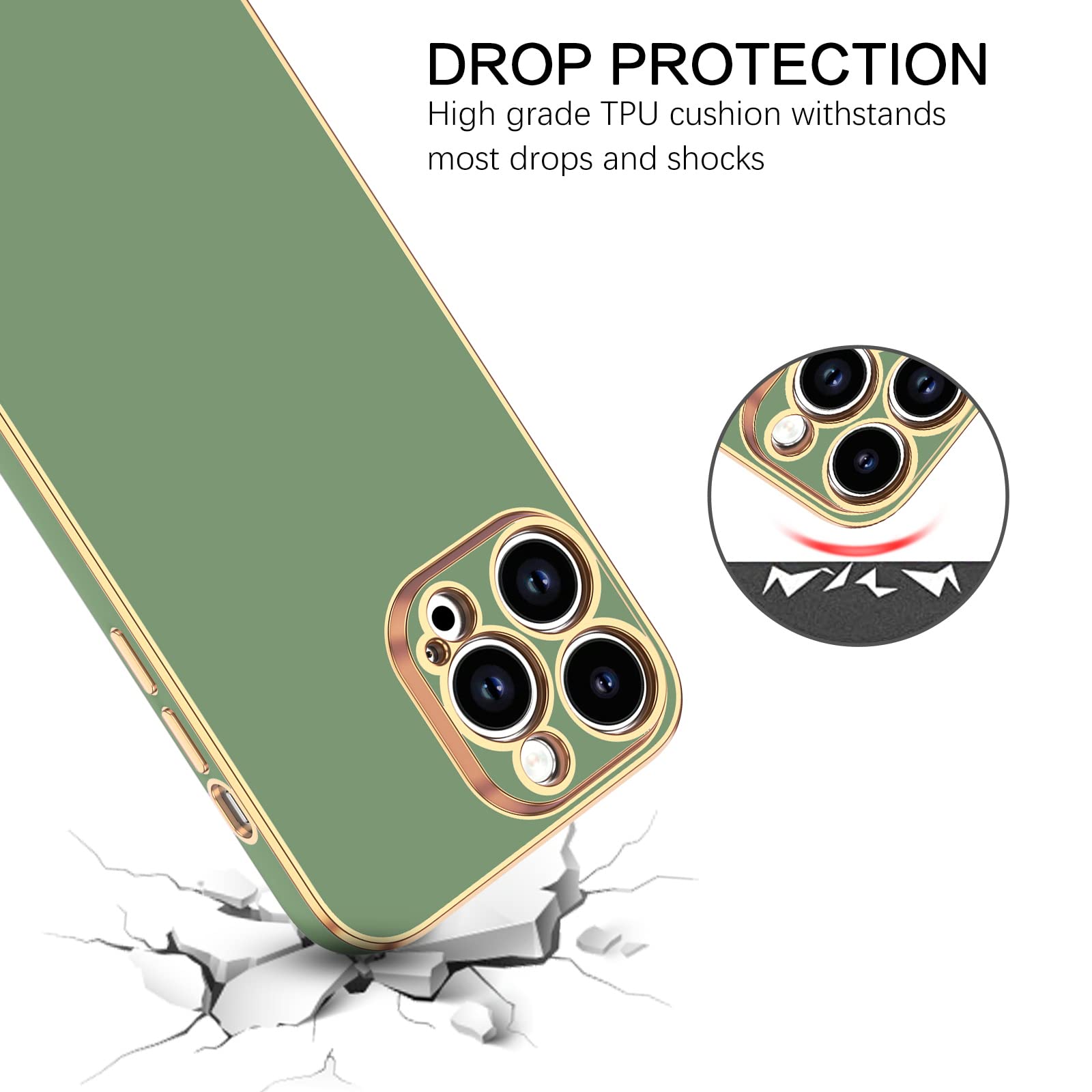 Bentoben Compatible With Iphone 14 Pro Max Case, Slim Luxury Electroplated Bumper Women Men Girl Protective Soft Case Cover With