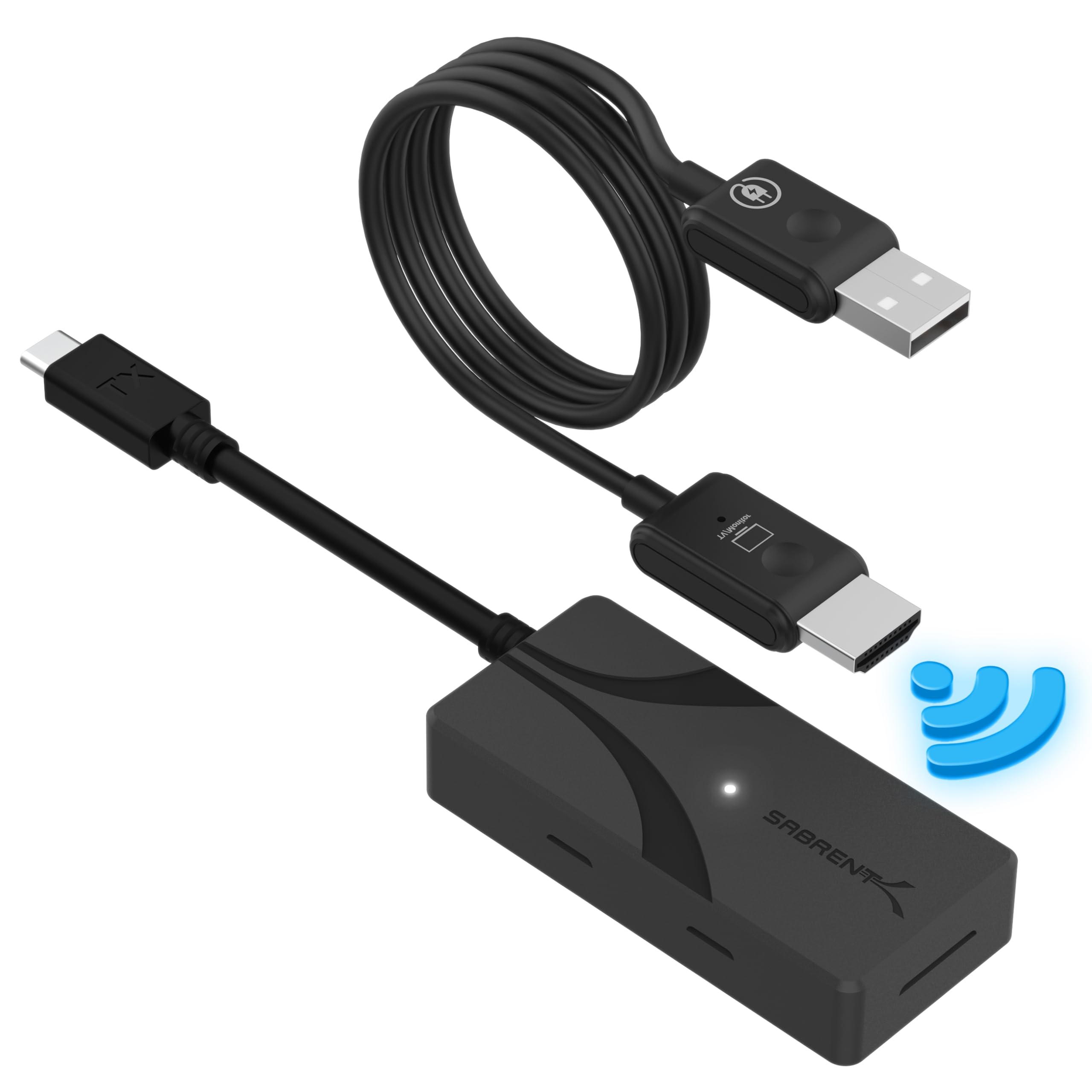 SABRENT Wireless HDMI USB C Screen Mirroring Kit, 1080p 60Hz Transmitter & Receiver, Plug and Play USB C to HDMI Adapter for Lap