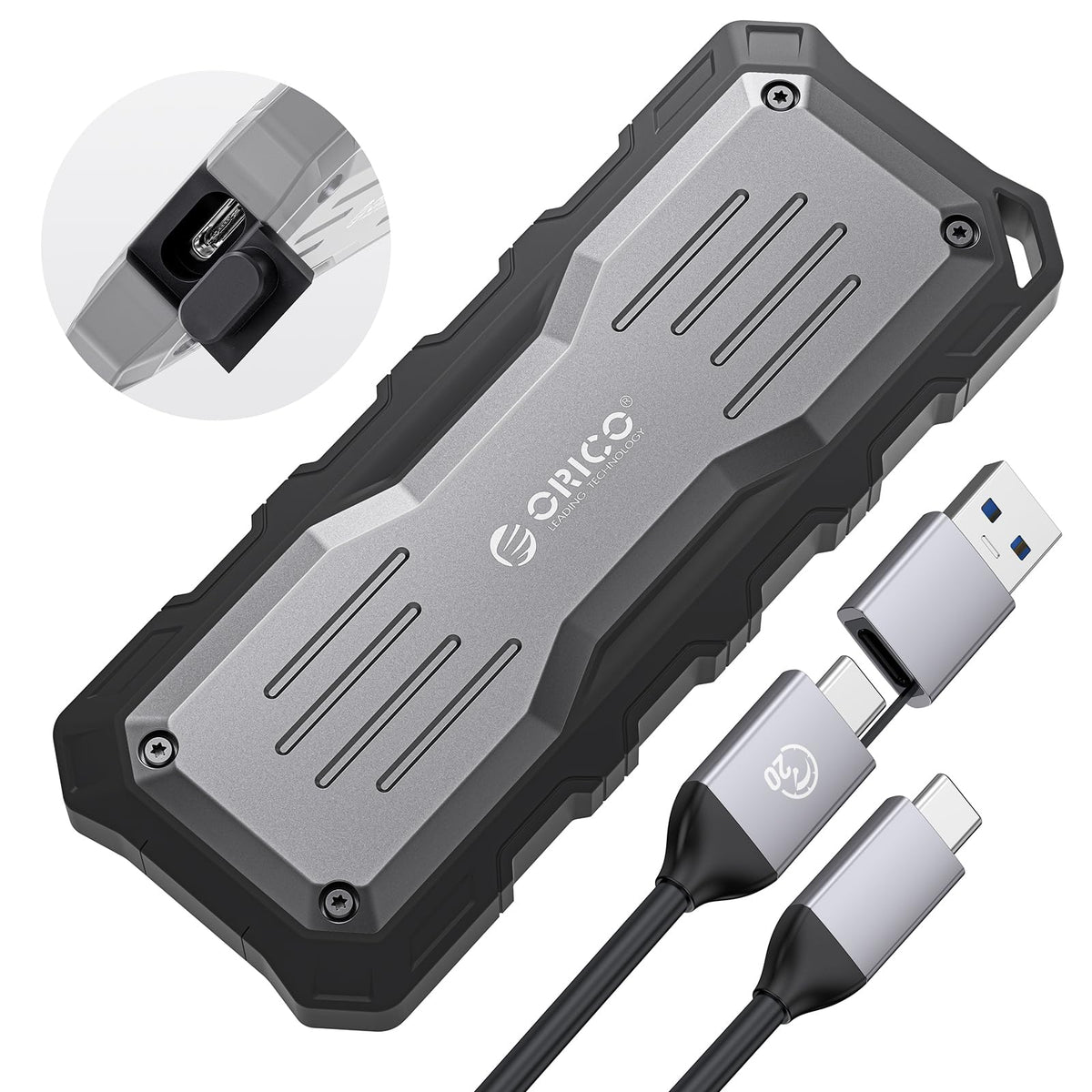 ORICO 1TB External SSD Up to 2000MB/s, Interface Extra Protection, Waterproof and Dust Proof, Rugged and Reliable Outdoor Portable Solid State Drives for Action Camera, Smartphone, Laptop   O20