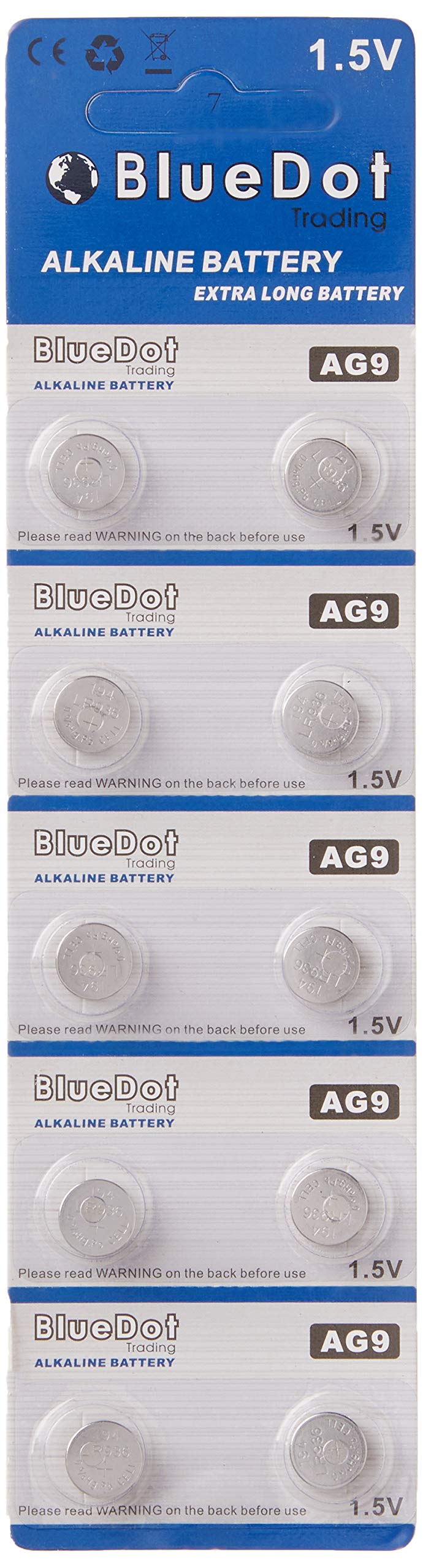 Bluedot Trading Ag9, Sr45, Sg9, Lr45 Alkaline Button Cell Batteries Ideal For Hearing Aids, Watches, Calculators, Thermometer, T