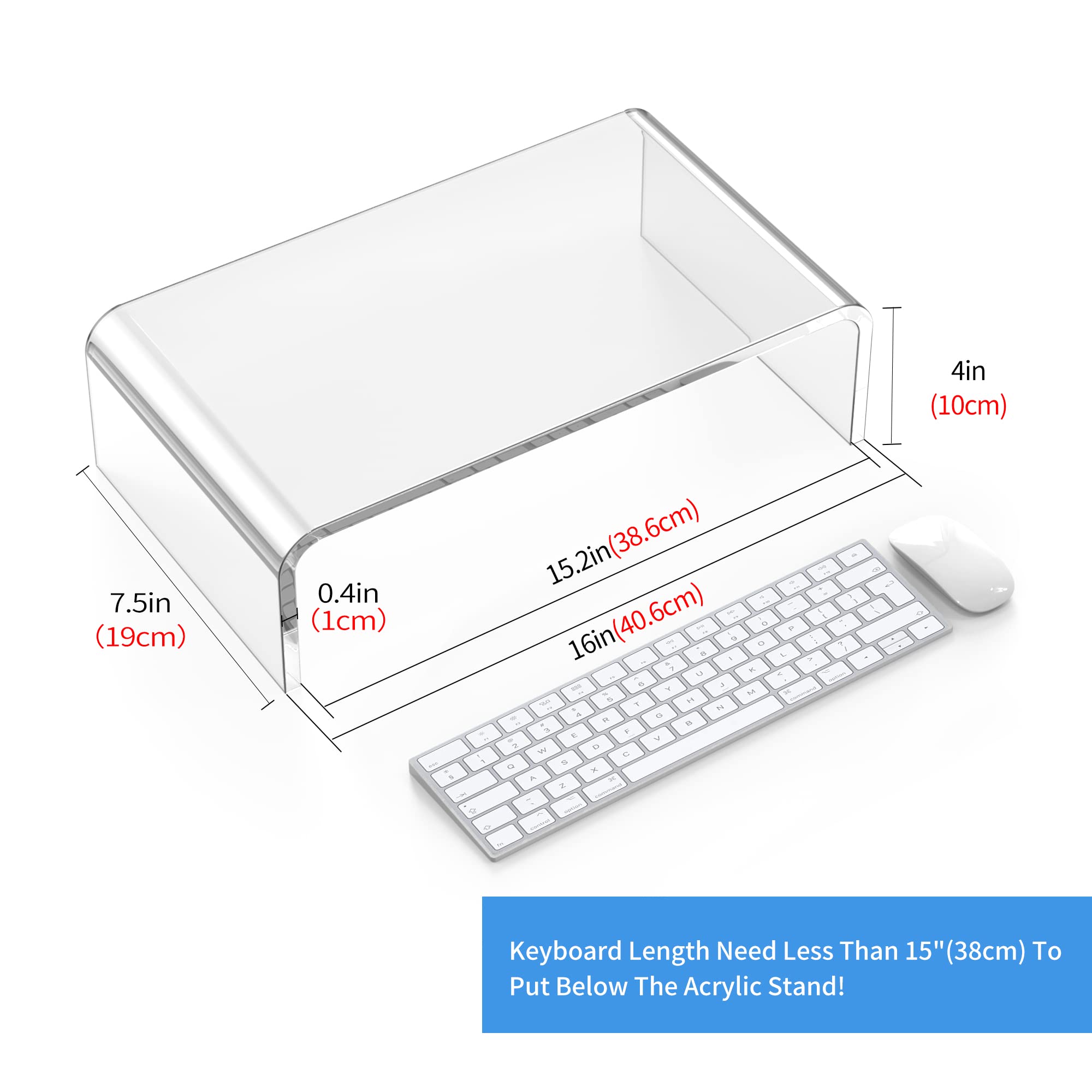 Beimu Acrylic Monitor Stand Riser Acrylic Laptop Stand Riser Pc Holder Clear Computer Monitor Stand For Desk White Laptop Stand