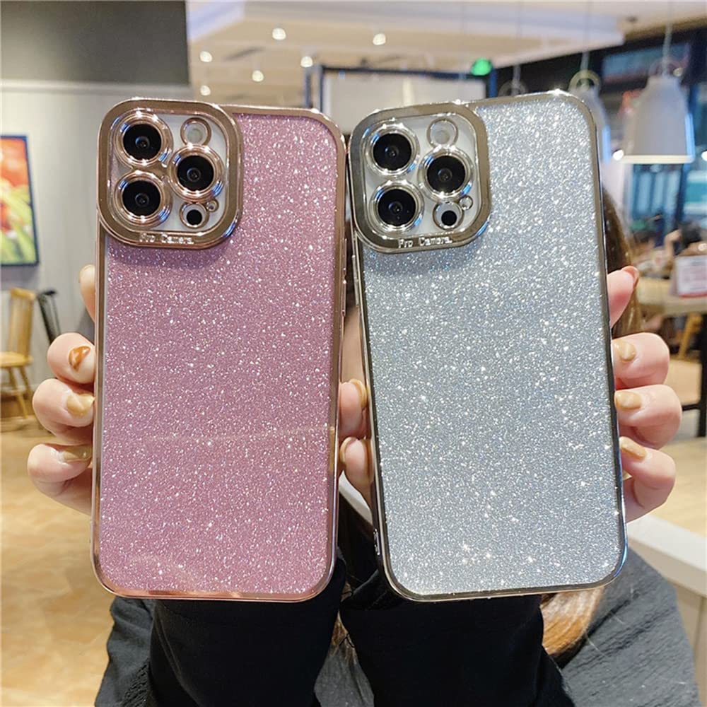 Fycyko iPhone 11 Glitter Plating Clear Phone Case TPU Camera Protection Silver 6.1 inch
