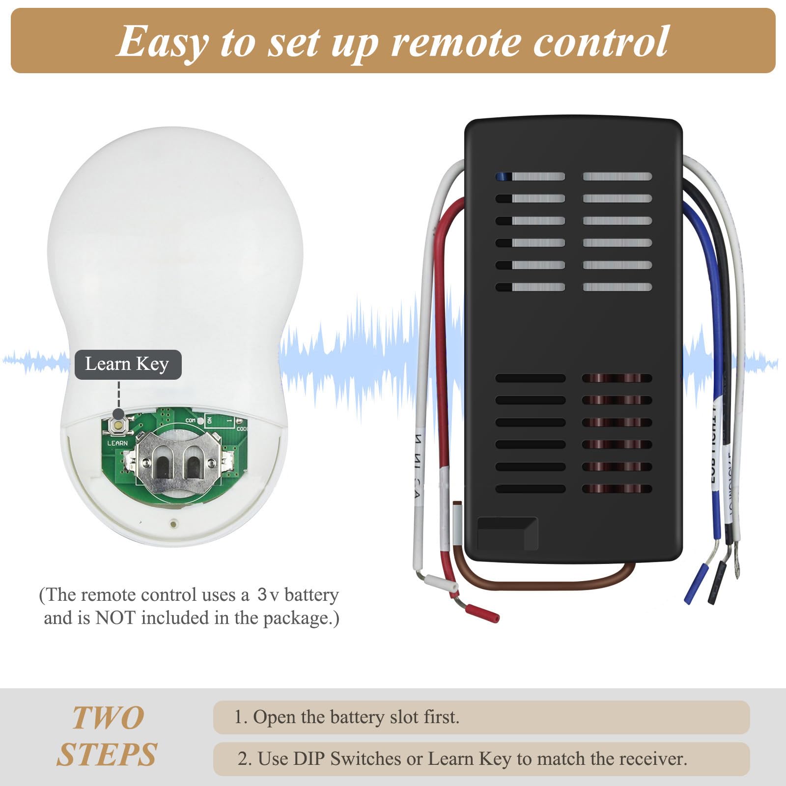 Universal Ceiling Fan Remote Control Kit, Compatible With Hunter, Harbor Breeze Hampton Bay, 3 Speed Control Fans With Dimmer, R