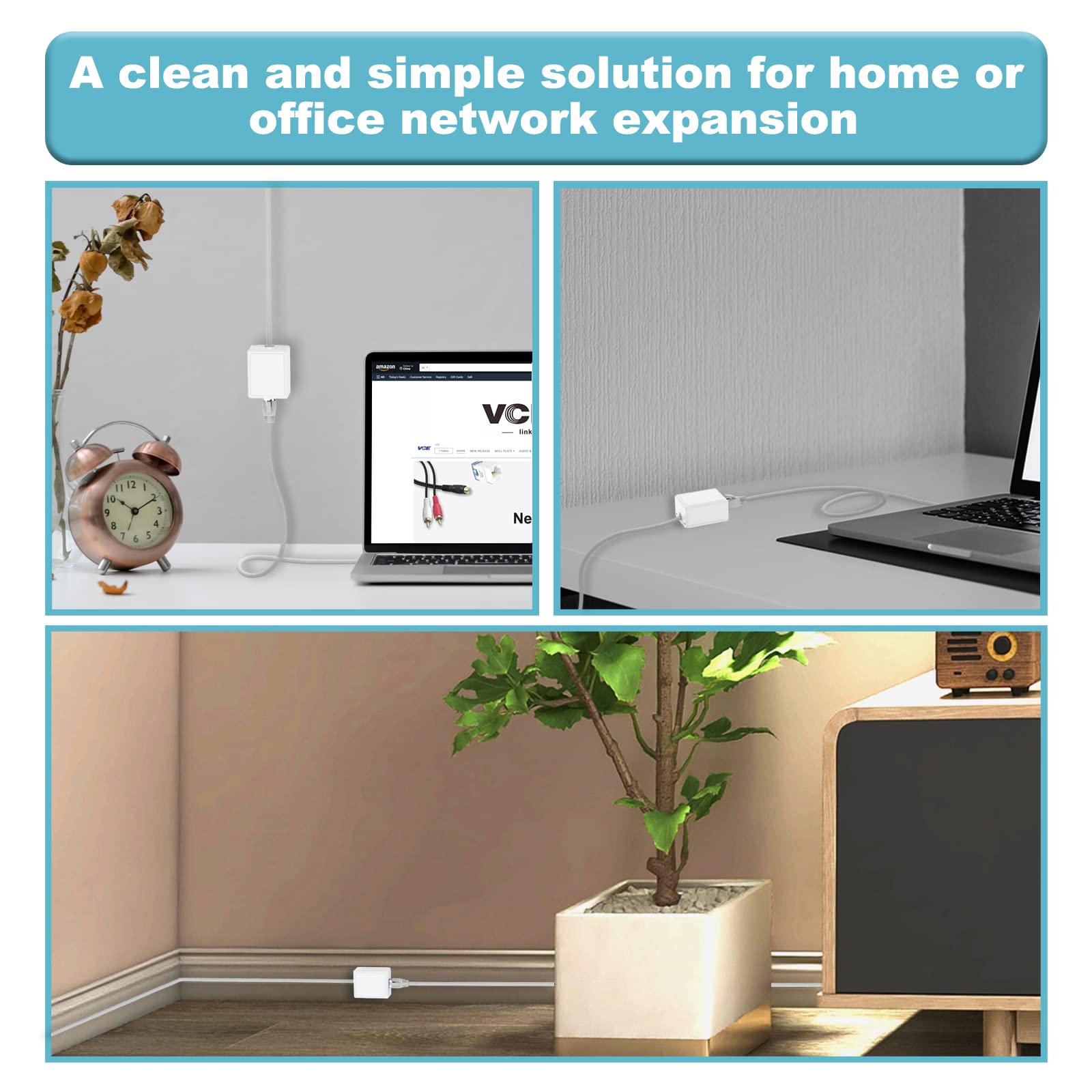 Vcelink Keystone Jack Surface Mount Box 1 Port For Utp Cat6/Cat5E/Cat5 Rj45 Keystone Jacks, 5 Pack, White