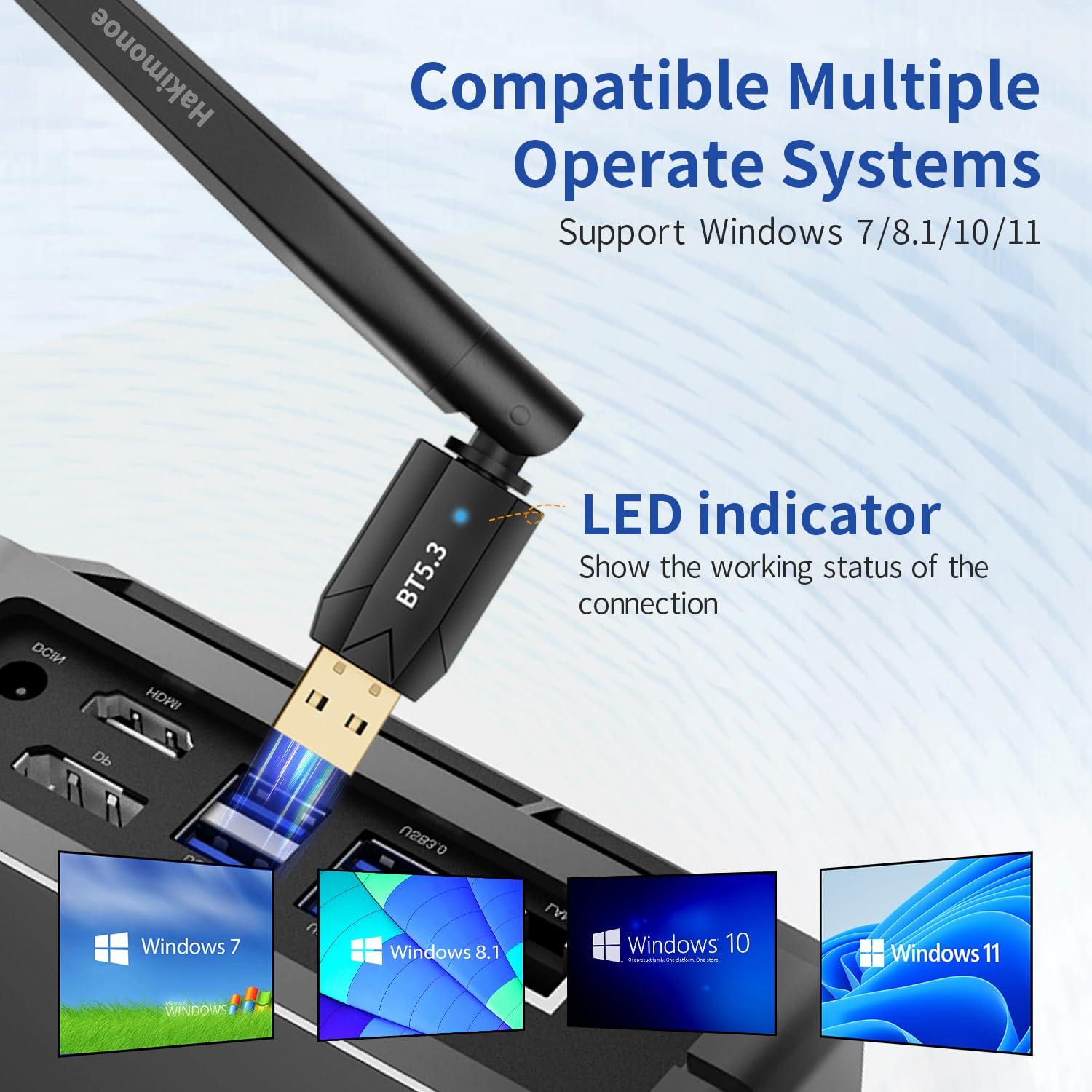 Long Range Usb Bluetooth 5.3 Adapter For Pc Desktop, 150M Wireless Transmitter Dongle For Windows 11/10/8.1 Laptop Computer Pair