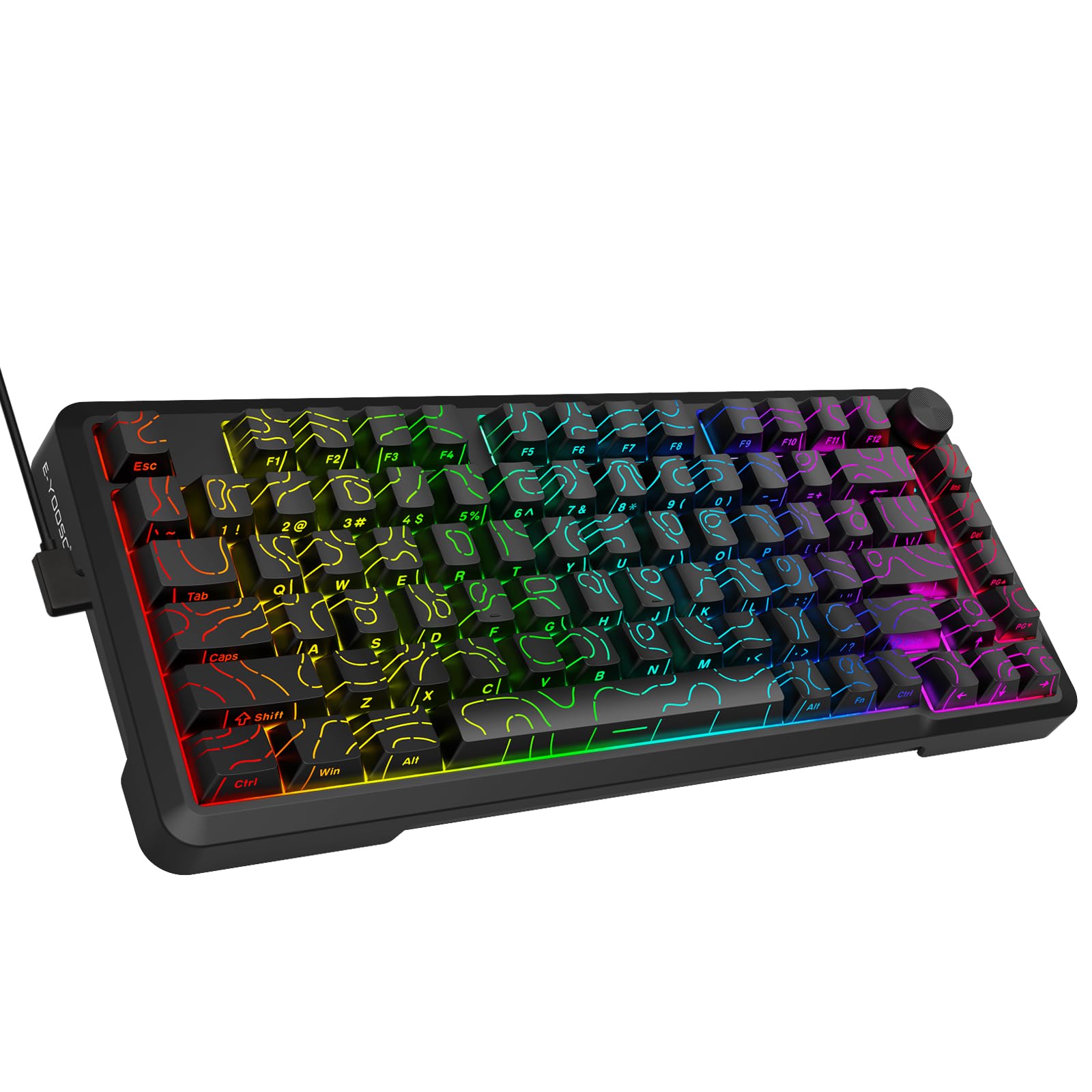 EYOOSO 75% Wired Mechanical Gaming Keyboard, RGB Backlit, Red Switches