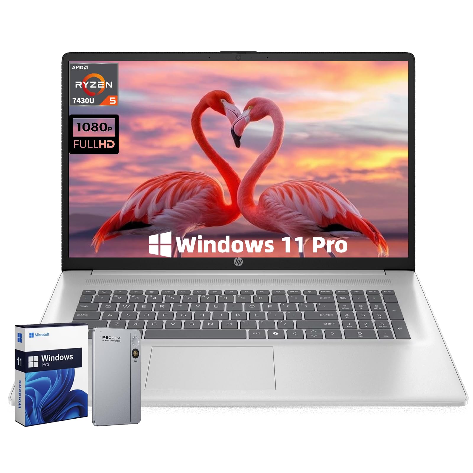 HP 17.3 Business Laptop, AMD Ryzen 5 7430U, FHD IPS Anti-Glare Display, 32GB RAM, 1TB SSD, AMD Radeon Graphics, Wi-Fi6, Copilot