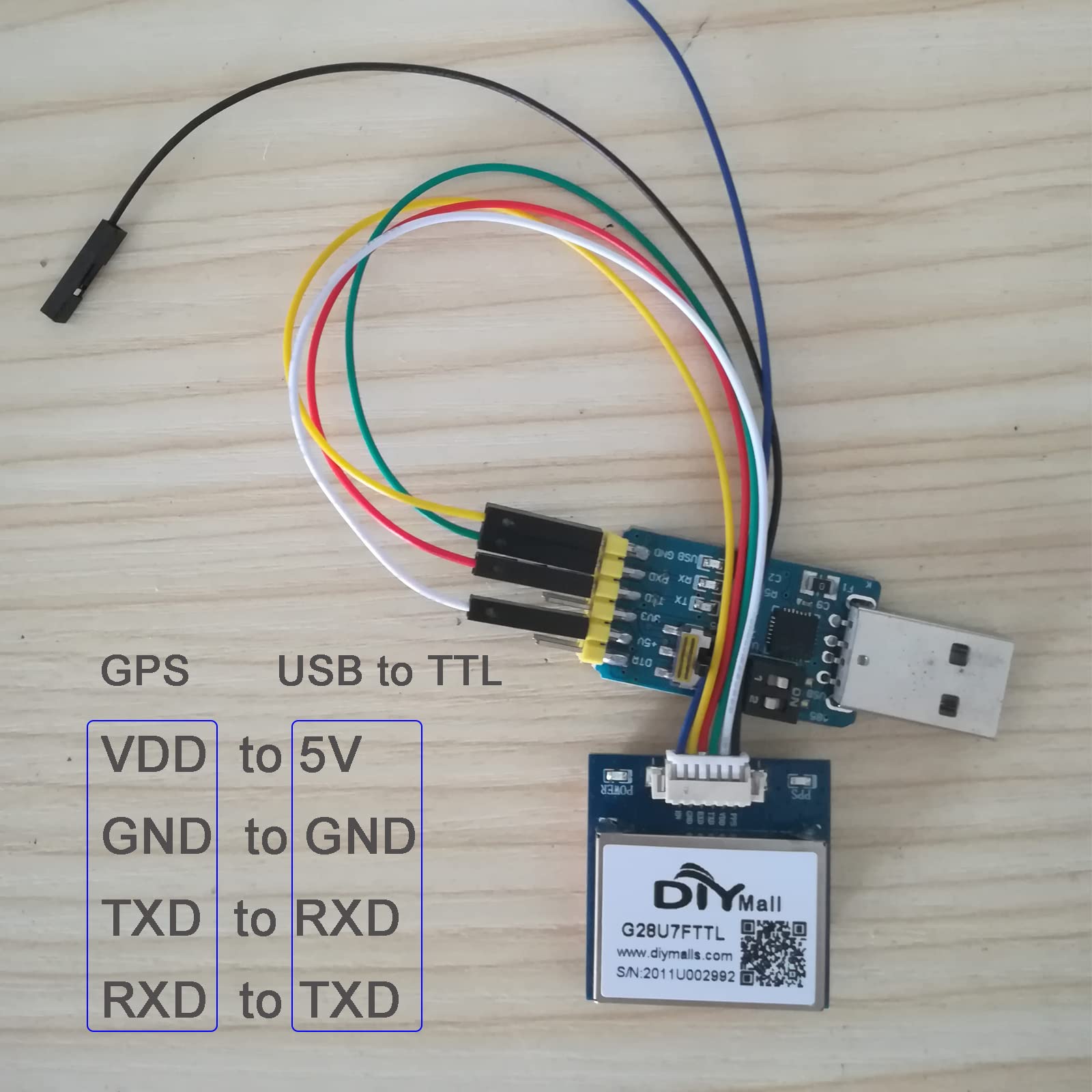 Diymalls G28U7Fttl Gps Receiver Module 3.3V 5V W/Flash Ceramic Antenna 9600Bps 1Hz Nmea 0183 For Arduino Flight Control