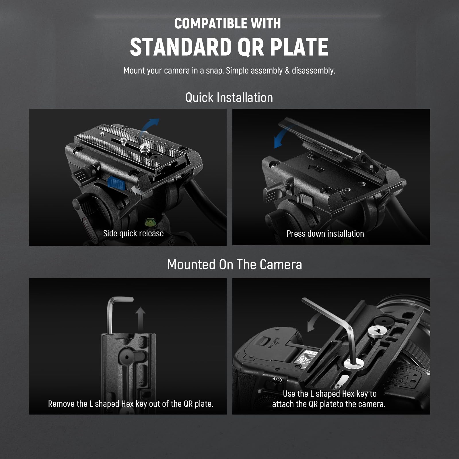 Neewer Professional Camera Monopod With Feet, 70.5''/179Cm Telescopic Portable Aluminum Travel Monopod With Pan Tilt Fluid Head