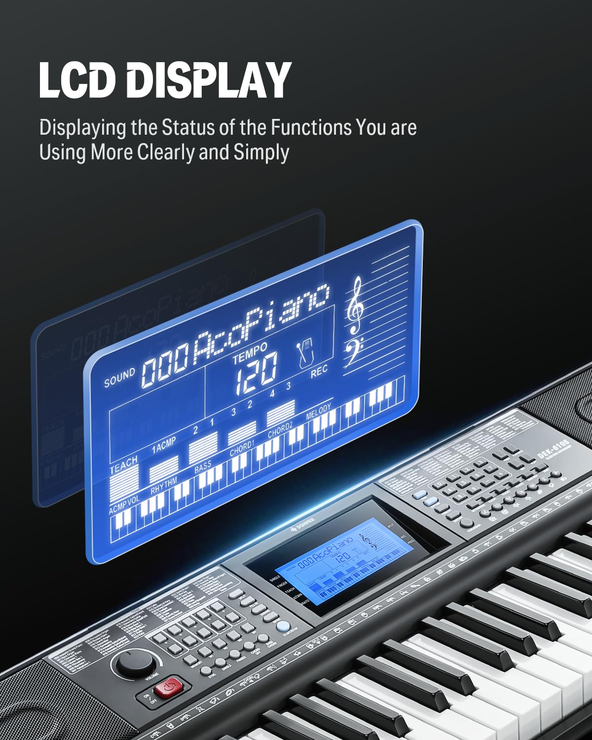 Donner Keyboard Piano, 61 Key Piano Keyboard For Beginner/Professional, Electric Keyboard Kit With 249 Voices, 249 Rhythms   Inc