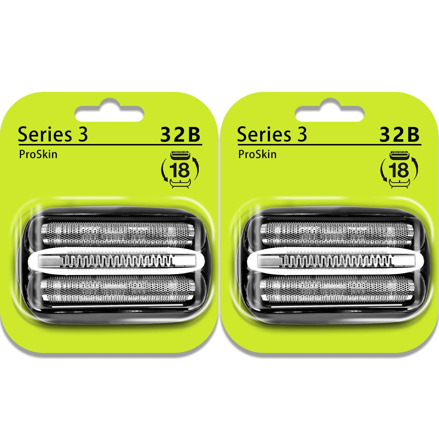 32B Shaver Head For Braun Series 3, Replacement Foil & Cutter Cassette Suitable For Braun Foil Shaver 3000S 3010S 3020S 3030S 30