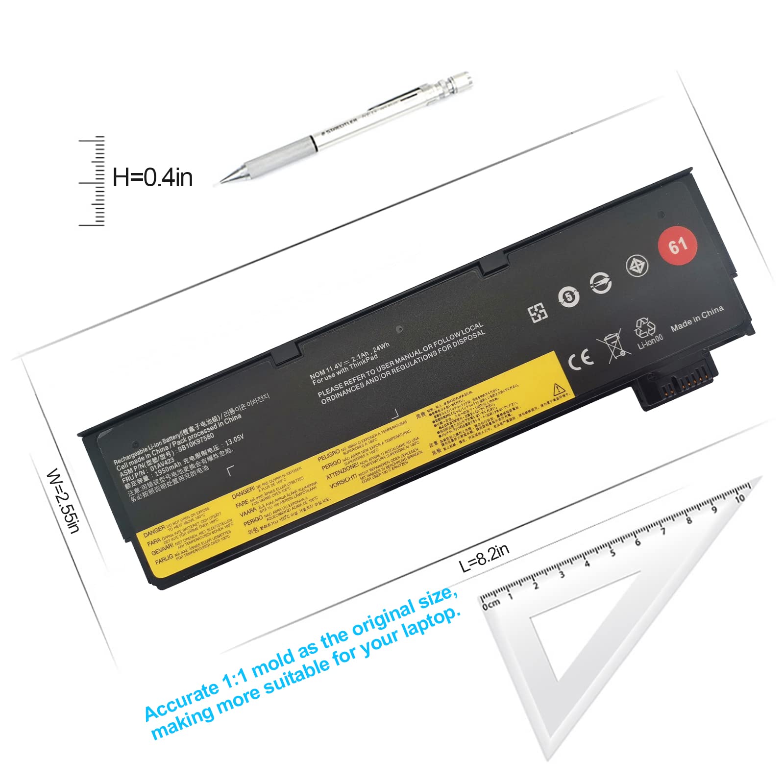 Ecrm 61 Sb10K97580 01Av423 01Av452 T580 T570 P52S T470 Battery Replacement For Lenovo Thinkpad T580 T570 T480 A475 A485 P51S P52