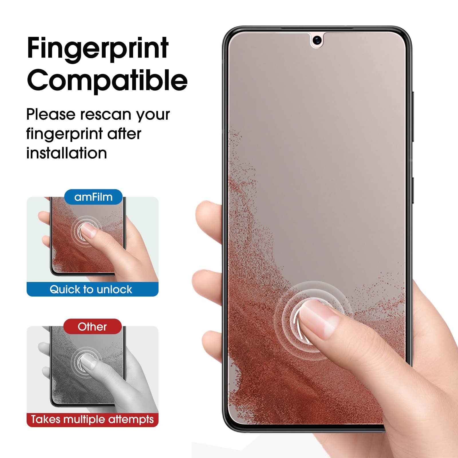 Amfilm Privacy Screen Protector Samsung Galaxy S22 Plus 5G 6.6 Inch, Samsung Galaxy S22 + 5G 6.6 Inch With 2 Pack Camera Lens Pr