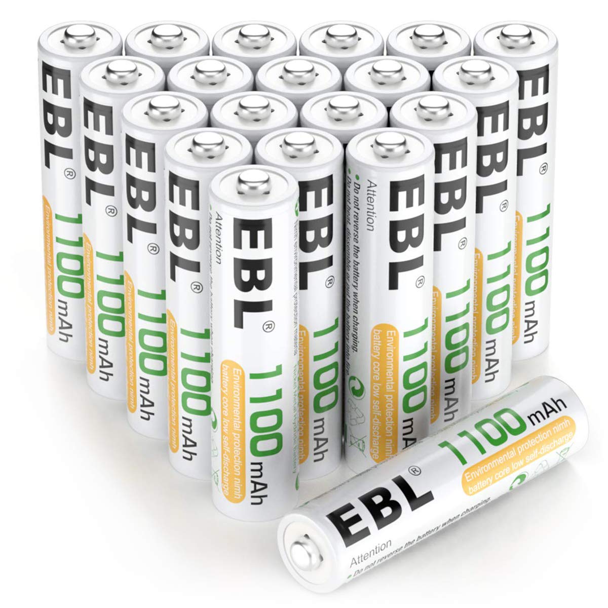 Ebl 20 Pack 1500 Cycle 1100Mah Aaa Ni Mh Rechargeable Batteries Aaa (Typical 1100Mah, Minimum 1000Mah)