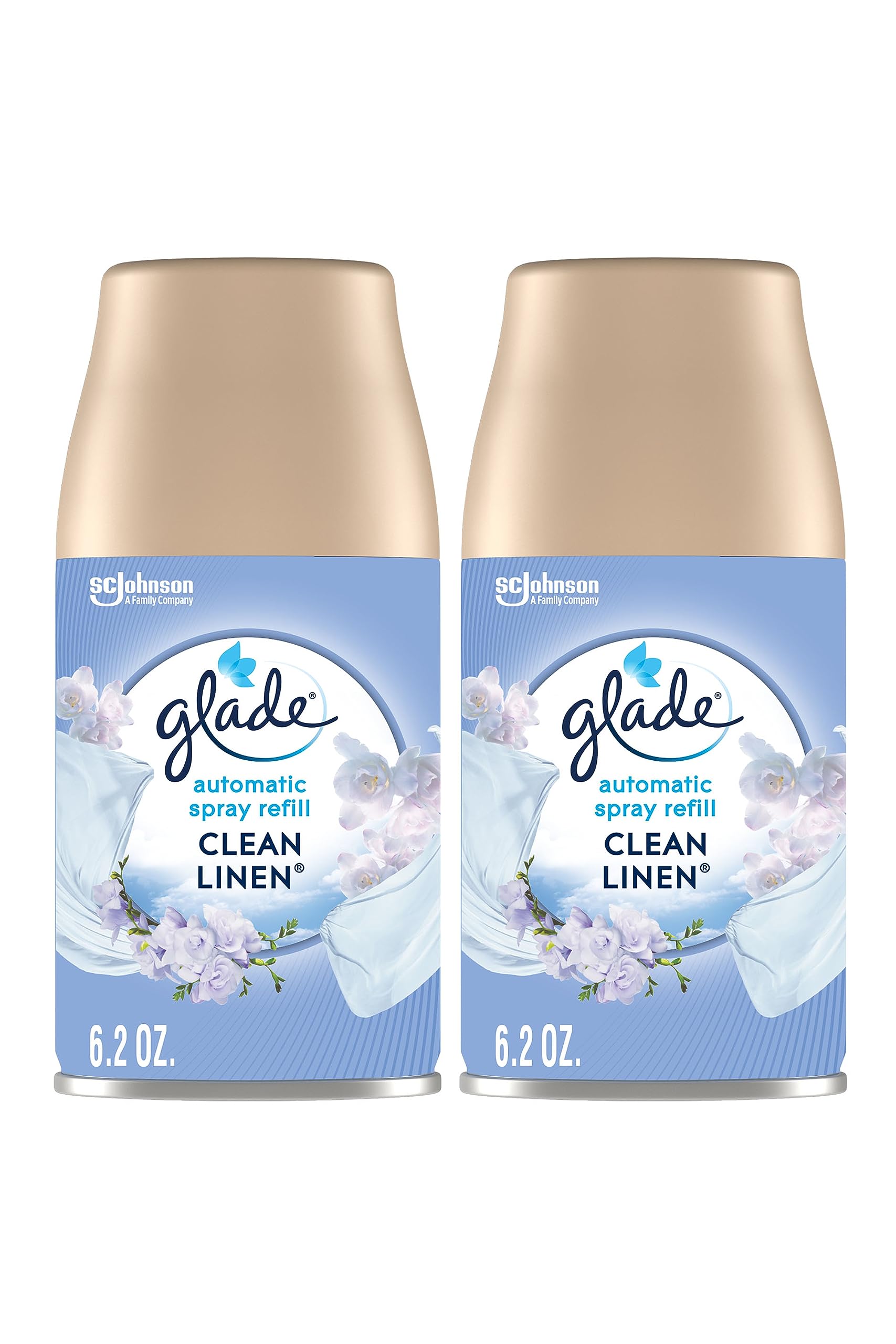 Glade Automatic Spray Air Freshener Refill, Scented Air Freshener For Home And Bathroom, Clean Linen, 6.2 Oz, 2 Count