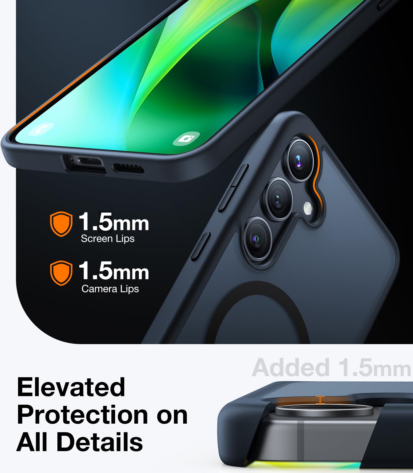 Torras Magnetic Guardian Designed For Samsung Galaxy S24 Case 6.2'', Compatible With Magsafe, Military Grade Drop Tested Translu