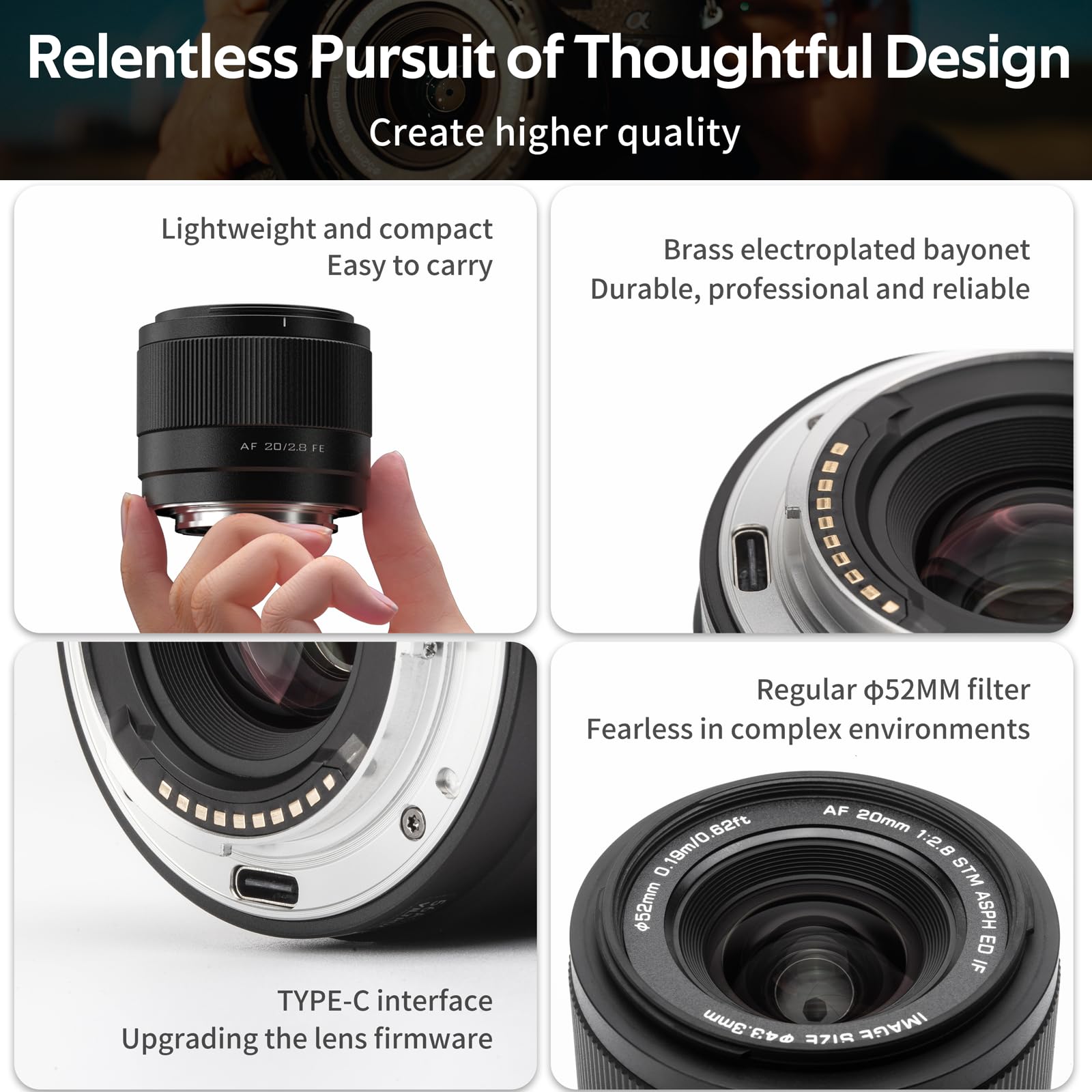 Viltrox 20Mm F2.8 Af Stm Lens For Nikon Z Mount Camera, 157G Lightweight Wide Angle Full Frame Auto Focus Prime Lens With Large