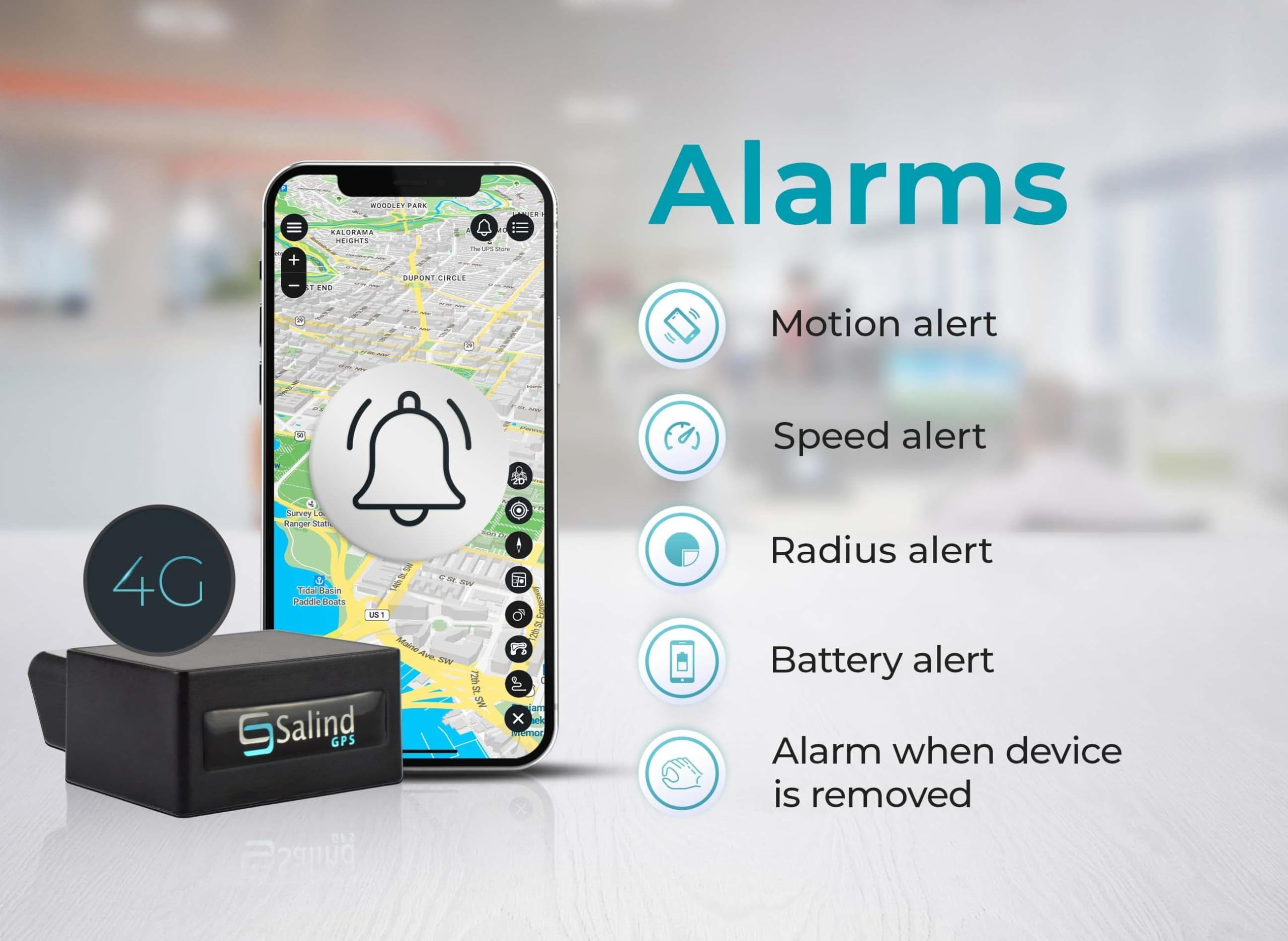 Salind Gps Tracker 4G Lte Permanent Battery Obd Tracker For Fleets, Cars, Trucks, Fleet Gps Tracker, Vehicles, Route History, Sp