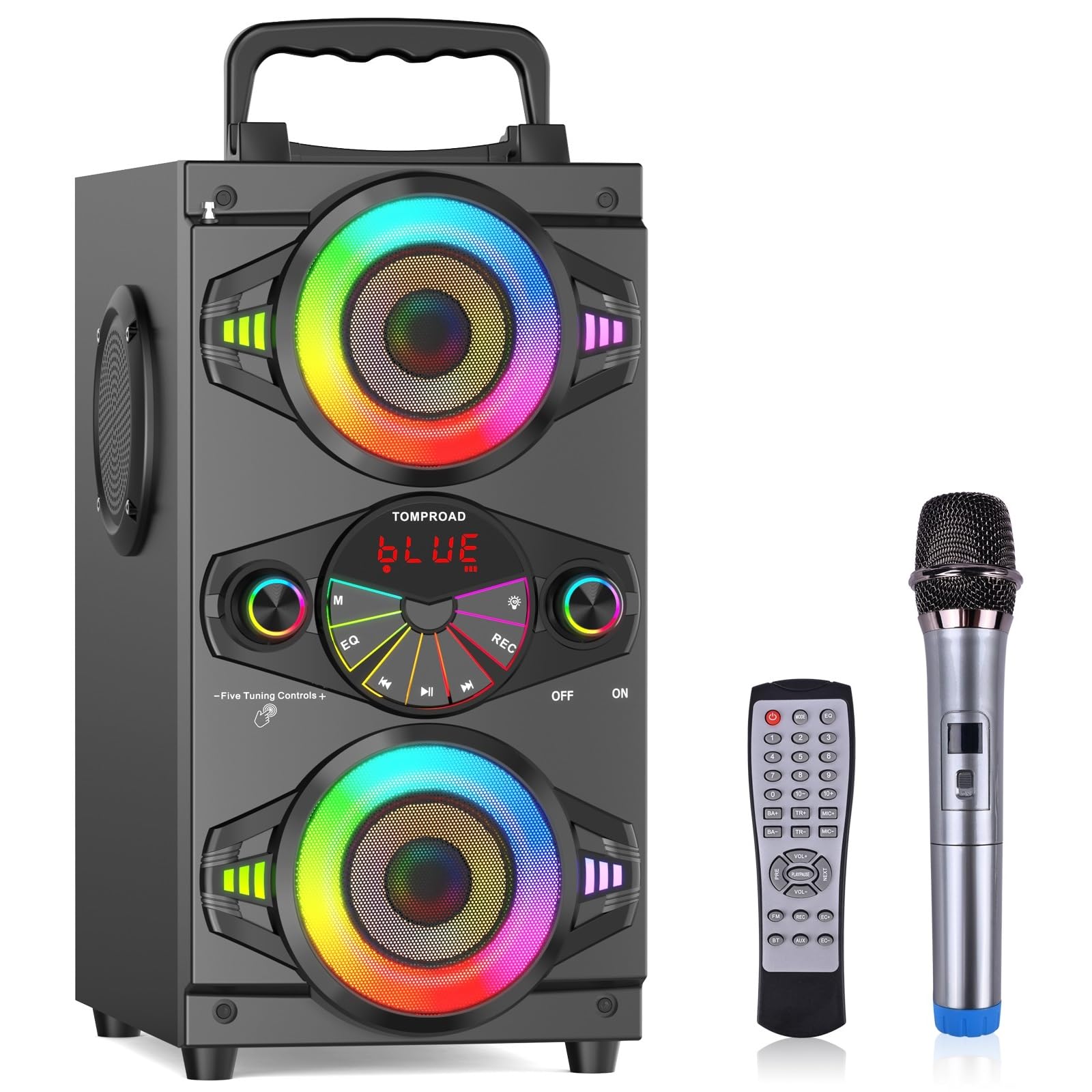 Bluetooth Speakers, 60W Portable Wireless Loud Outdoor Home Party Bluetooth Speaker with Subwoofer, FM Radio, LED Colorful Light