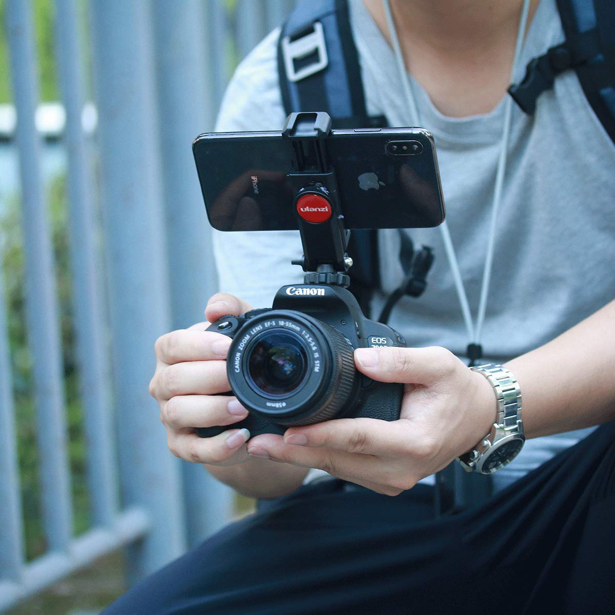 Ulanzi St-06S Camera Hot Shoe Phone Holder Flexible Phone Tripod Mount Adapter W Double Cold Shoe Mount For Microphone Led Light