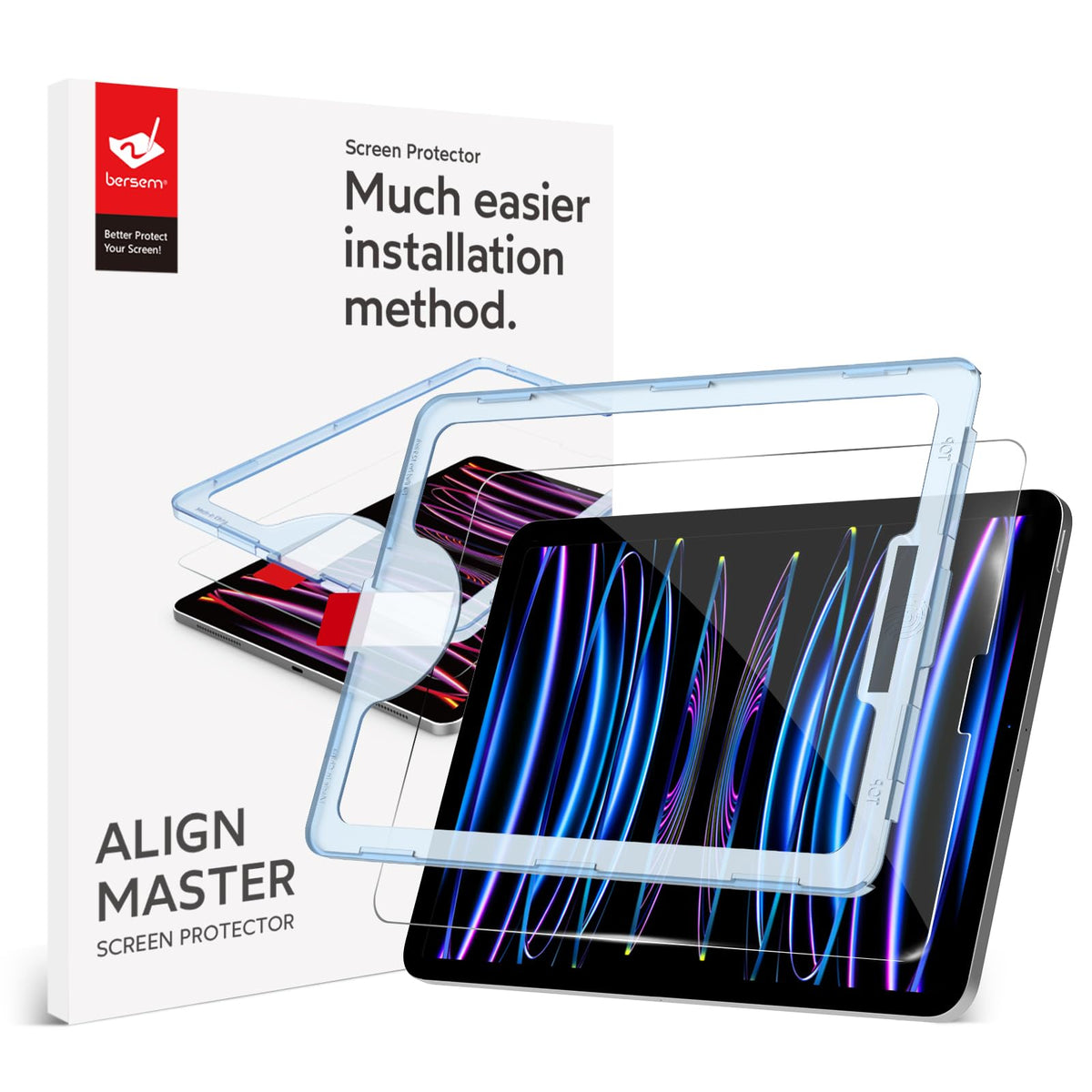 Bersem Screen Protector Compatible With Ipad Pro 12.9 Inch (2022 &2021&2020&2018 Models) Tempered Glass, Ultra Clear, Anti Scrat