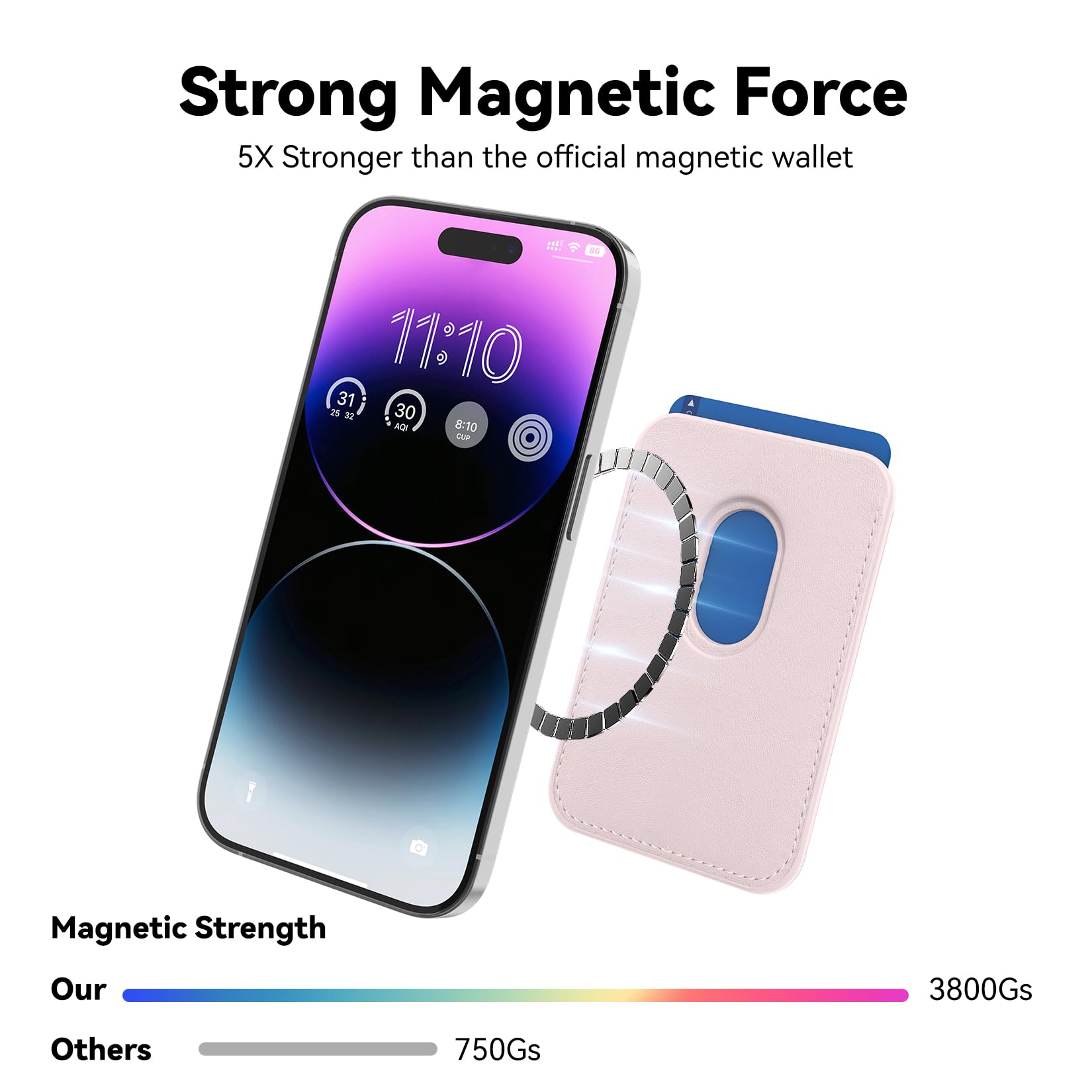 Amzone Magnetic Mag Safe Wallet Cell Phone Card Holder For Phone Case With Mag Safe, Stronger Magnetic Rfid Leather Phone Wallet