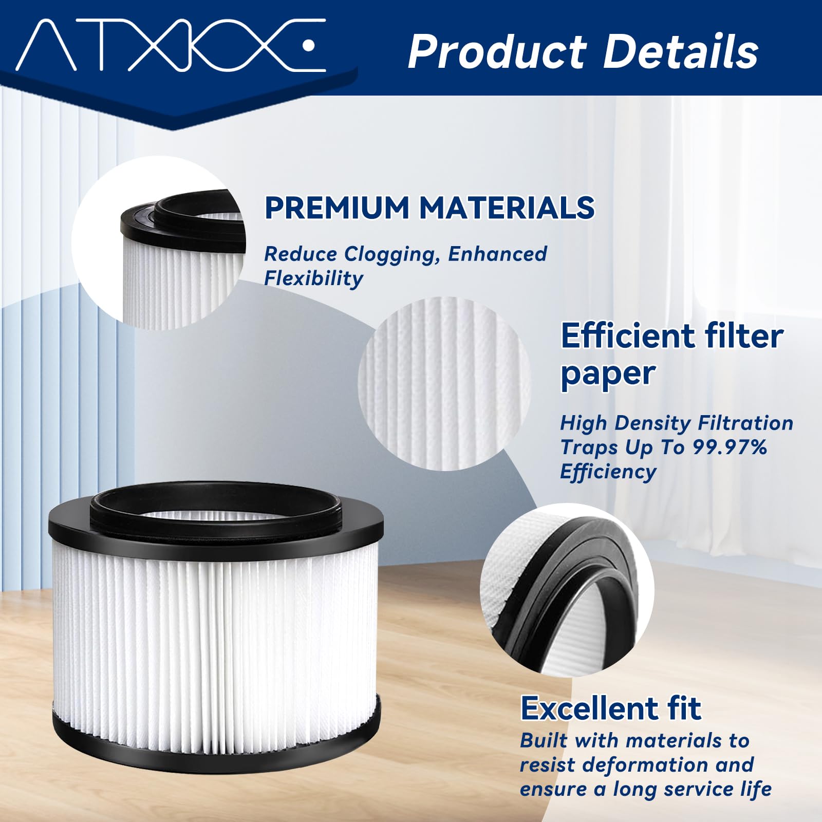 Atxkxe 17810 Replacement Filter For Craftsman 9 17810 Wet Dry General Purpose Vacuum Cleaner Fit 3&4 Gallon, 2 Pack