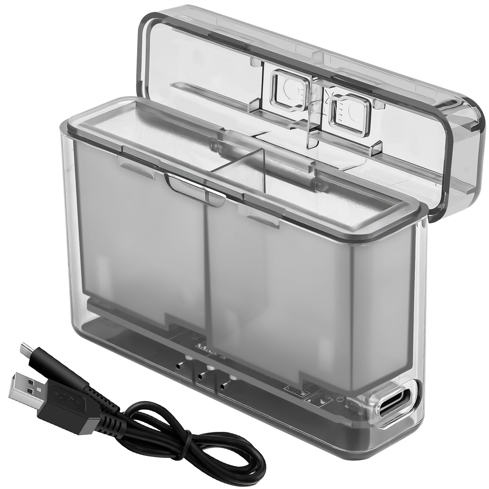 Lyongtech Dual Battery Charger For Gopro Hero 12/11/10/9 Black,Go Pro Enduro Batteries Usb Charging Case With Usb C Cable,Fast C