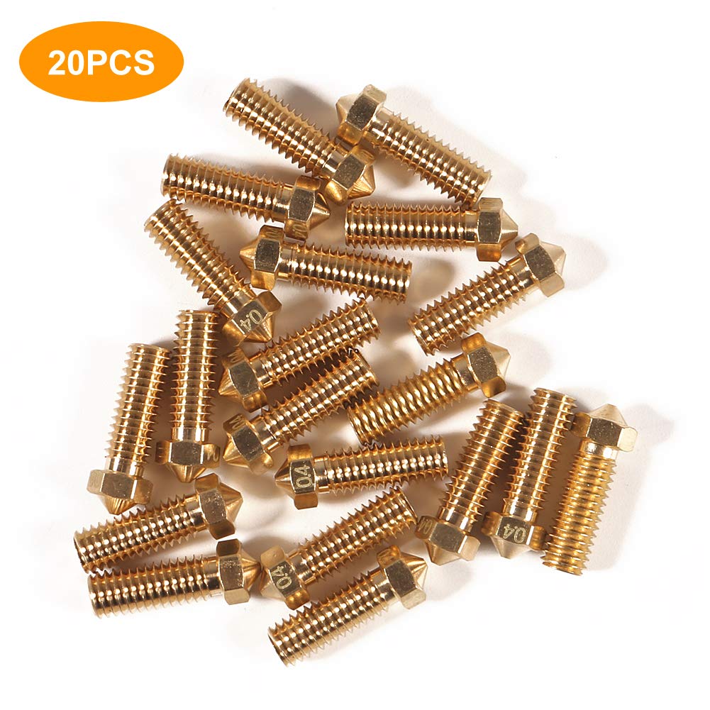 20Pcs 3D Brass Volcano Nozzle M6 Thread Nozzles 0.4Mm M6 Printed Head For 1.75Mm Filament 3D Printer Parts Volcano Heater Block