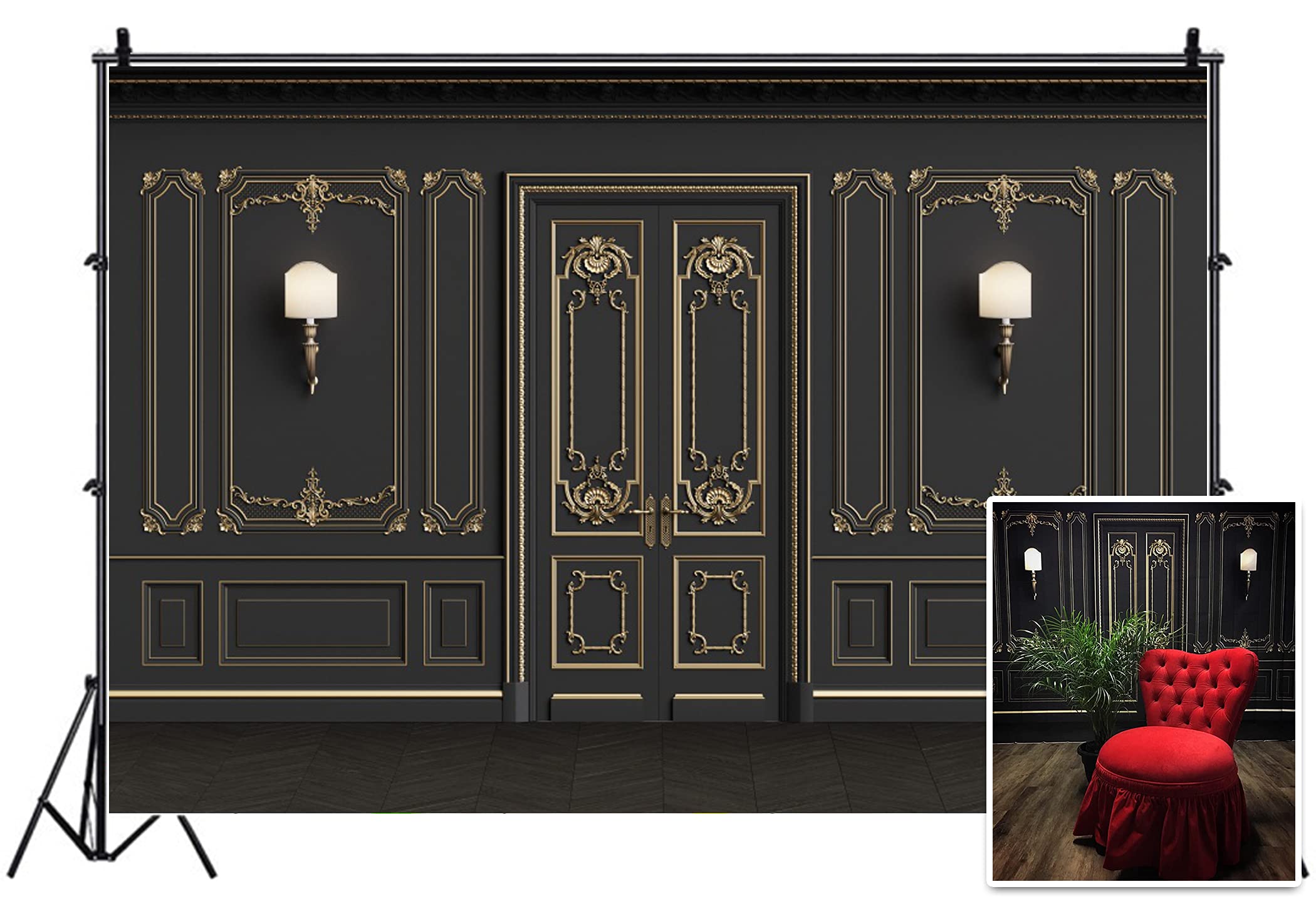 Leyiyi 9X6Ft Vintage Room Inside Backdrop European Frame French Door Modern Castle House Cementery Wall Vintage Lantern Photo Ba