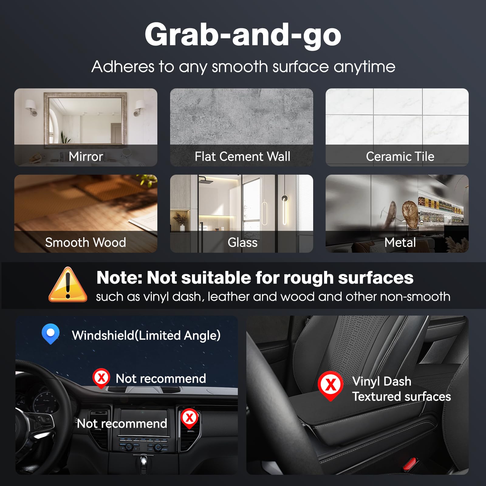 Jikasho 360 Vacuum Magnetic Suction Cup Phone Mount, Adjustable Hands-Free Suction Cup Phone Holder For Car/Gym/Mirror/Smooth Su