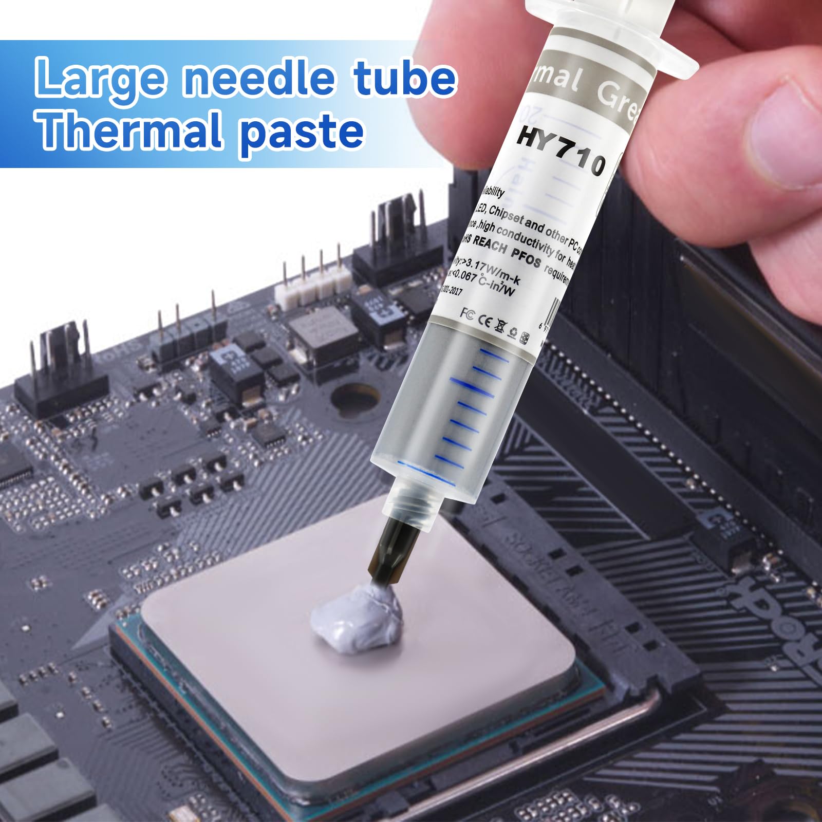 0.7Oz / 20G Hy710 3.17 W/Mk Thermal Paste Tube Kit, High Performance Thermal Compound Paste Silver Silicone Grease Heatsink For