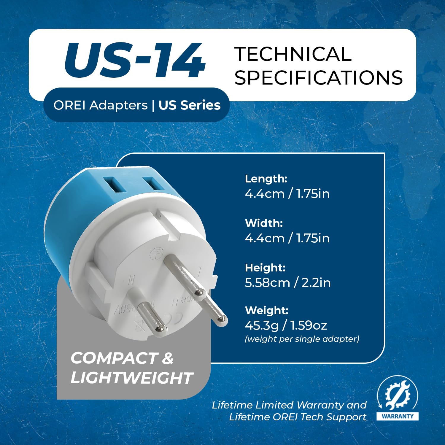Orei Israel, Palestine Power Plug Adapter With 2 Usa Inputs   Travel 3 Pack   Type H (Us 14) Safe Grounded Use With Cell Phones,