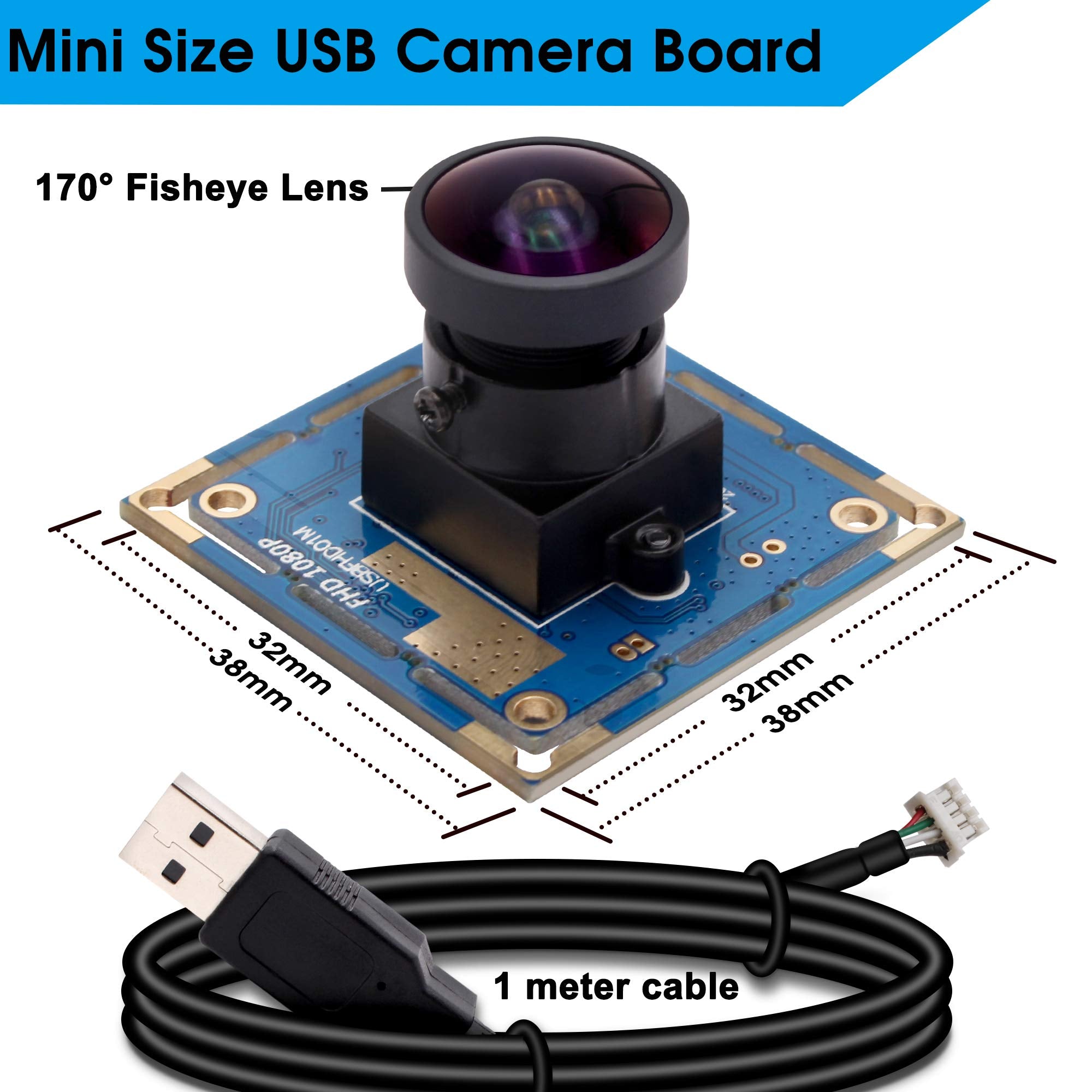 Svpro Usb Camera Board 1080P Wide Angle Camera Module With 170 Degree Fisheye Lens, Cmos Ov2710 30Fps/60Fps/100Fps Usb Board Com