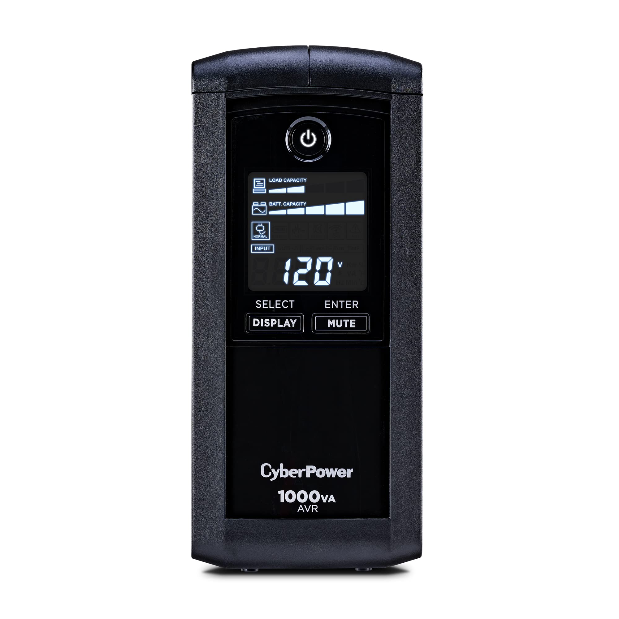 Cyberpower Cp1000Avrlcd Intelligent Lcd Ups System, 1000Va/600W, 9 Outlets, Avr, Mini Tower, Black