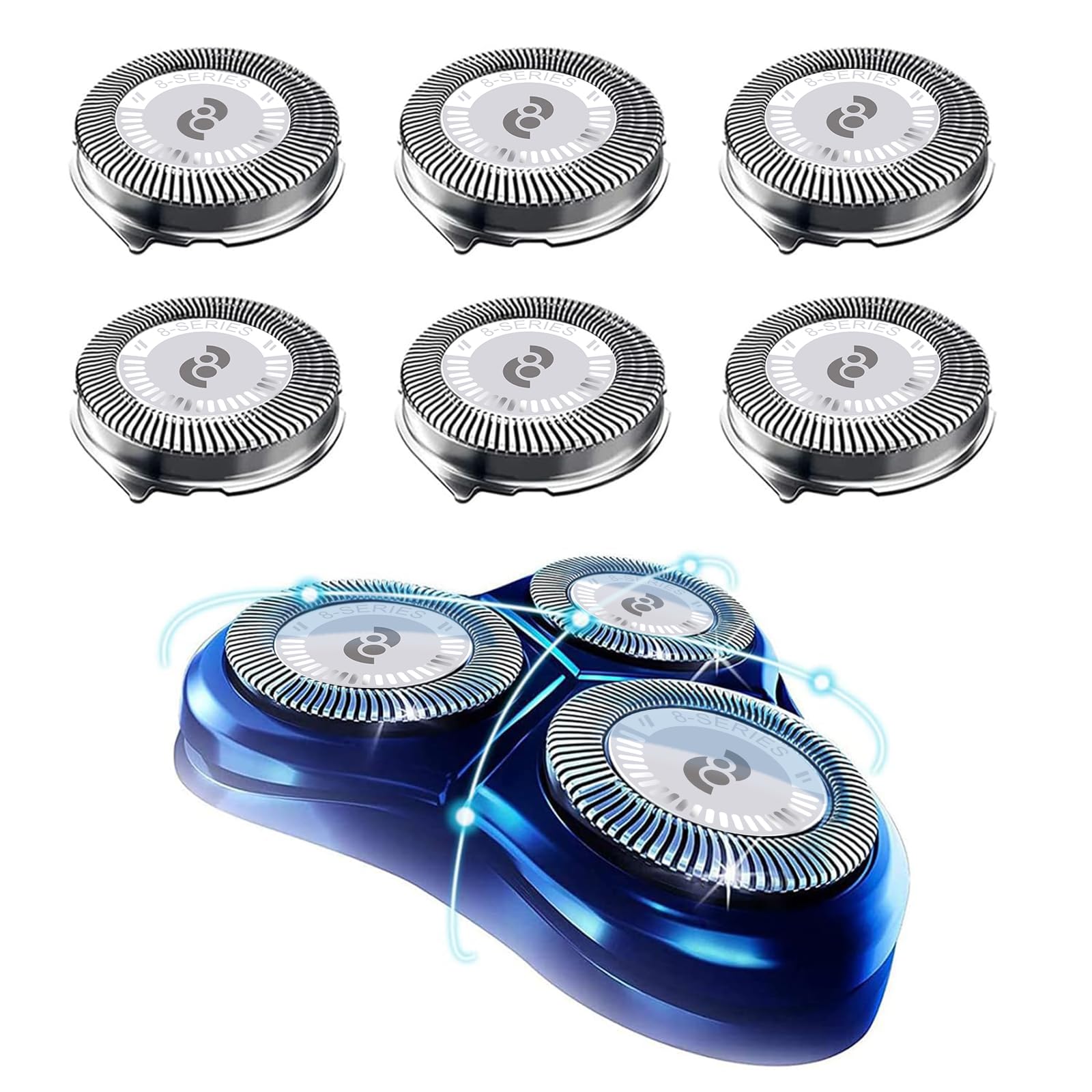 Hq8 Replacement Heads Compatible With Philips Norelco Aquatec Shaver, Blades For Pt720 At880 At810, 8 Series 6 Pc Pack