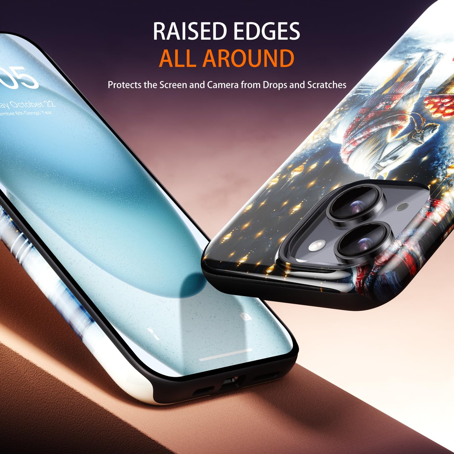 Dorismax Christmas Phone Case For Iphone 13 - Wireless Charging Compatible - Dual-Layer Hard Shell + Silicone Cover - Protective