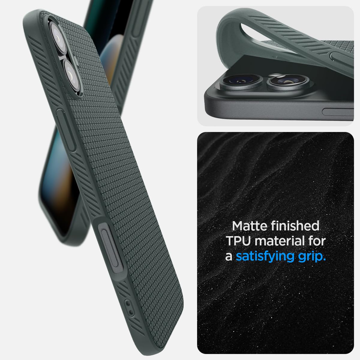 Spigen Liquid Air Designed For Iphone 16 Case [Not Compatible With Magsafe], [Military Grade Protection]   Abyss Green