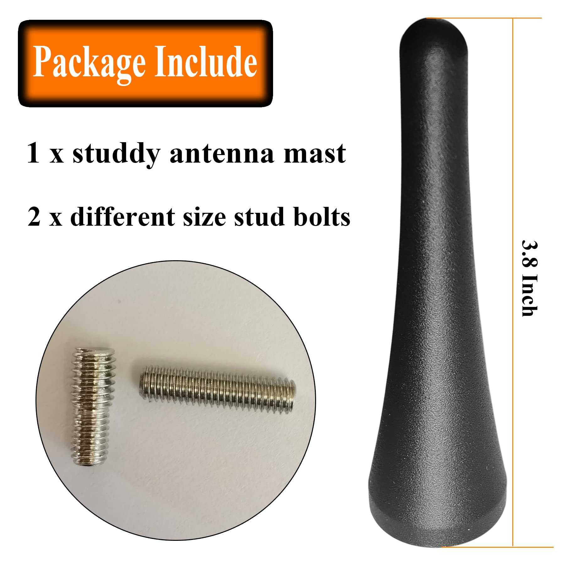 3.8 Inch Stubby Aluminum Antenna For Ford Mustang Convertibles (2015 2023), Ford Mustang Antenna Replacement Mast