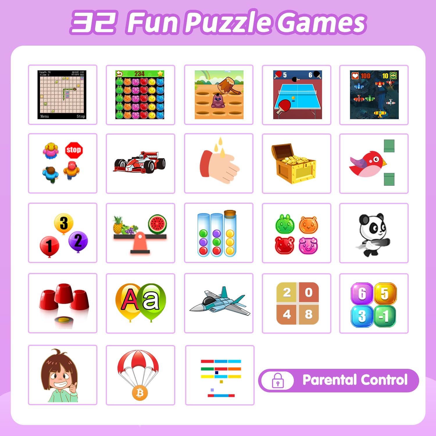 Kids Waterproof Smart Watch Gift For Girls Age 5-12, 32 Games Hd Touchscreen Kids Watch With Dual Camera Video Music Player Pedo