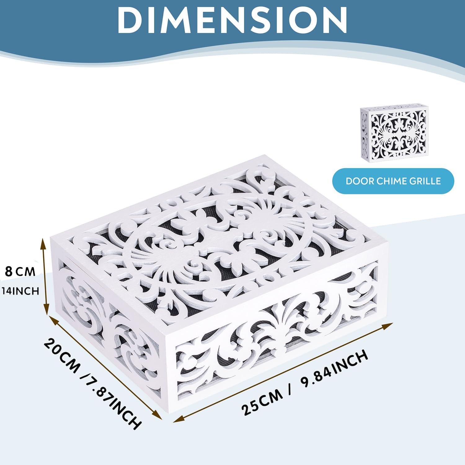 Generic Graues Doorbell Cover | Modern Design Door Chime Covers Decorative | Wooden Doorbell Cover Box Only White, 9.84    Lengt