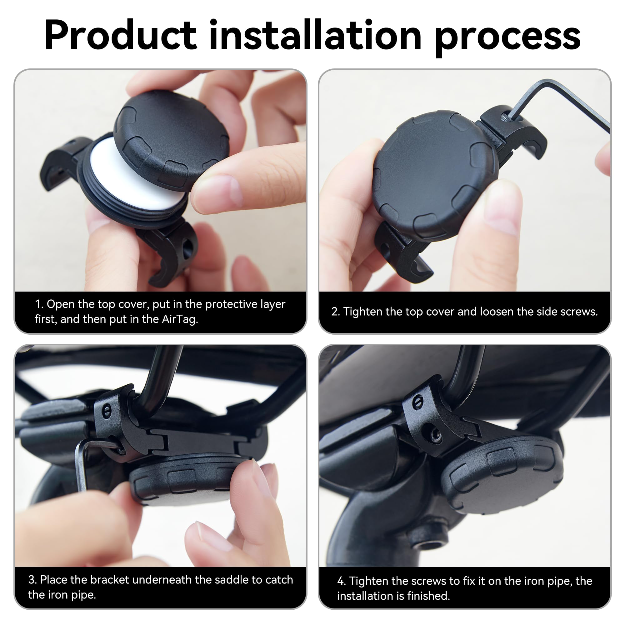 Dlenp Airtag Bike Mount, Bike Hidden Mount For Airtag Under The Seat, Bicycle Gps Tracker Holder, Anti Theft Airtag Case, Waterp