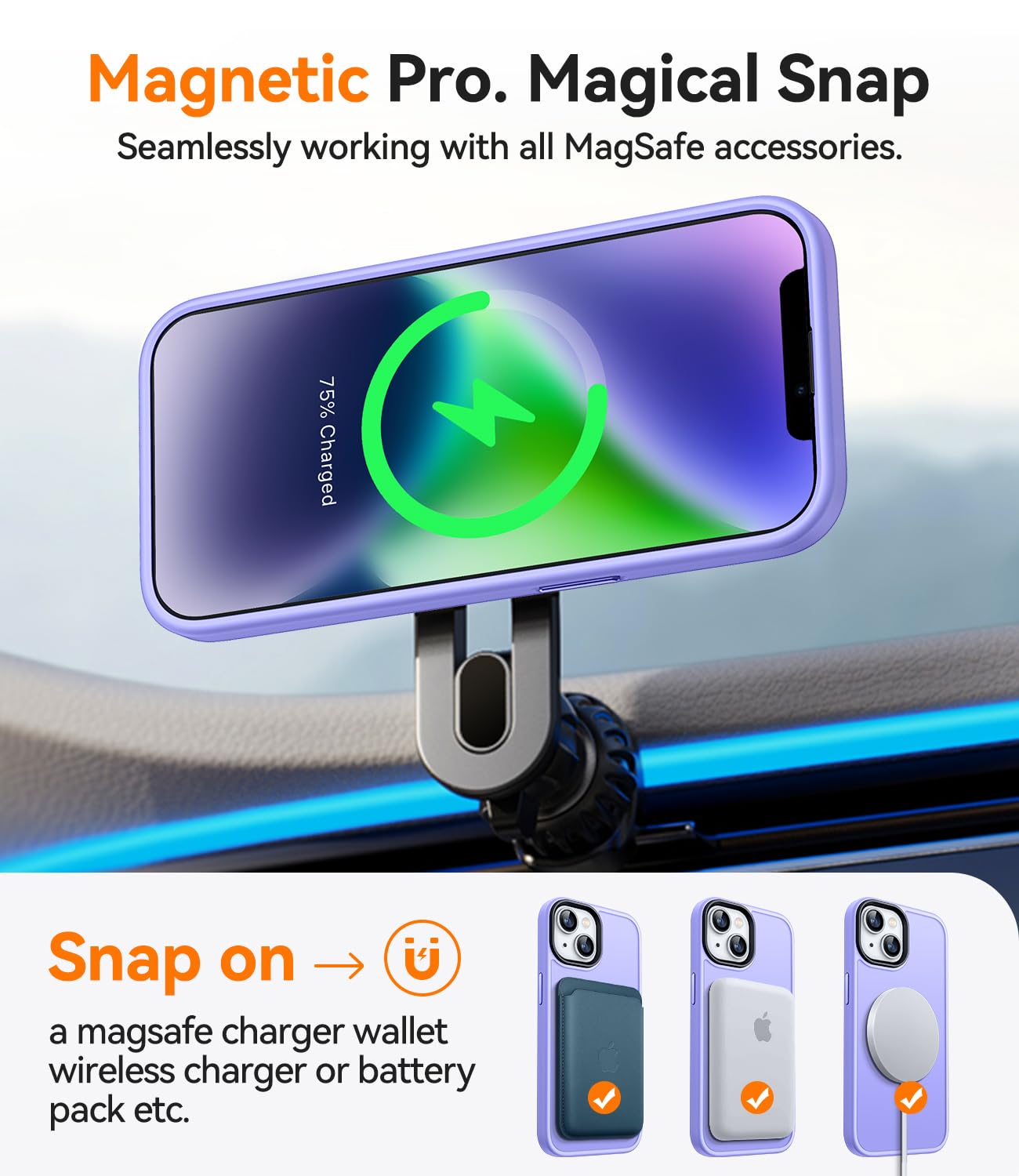 Canshn For Iphone 14 Case/Iphone 13 Case, Compatible With Magsafe, Translucent Matte Back Slim Shockproof Phone Cover, Light Pur