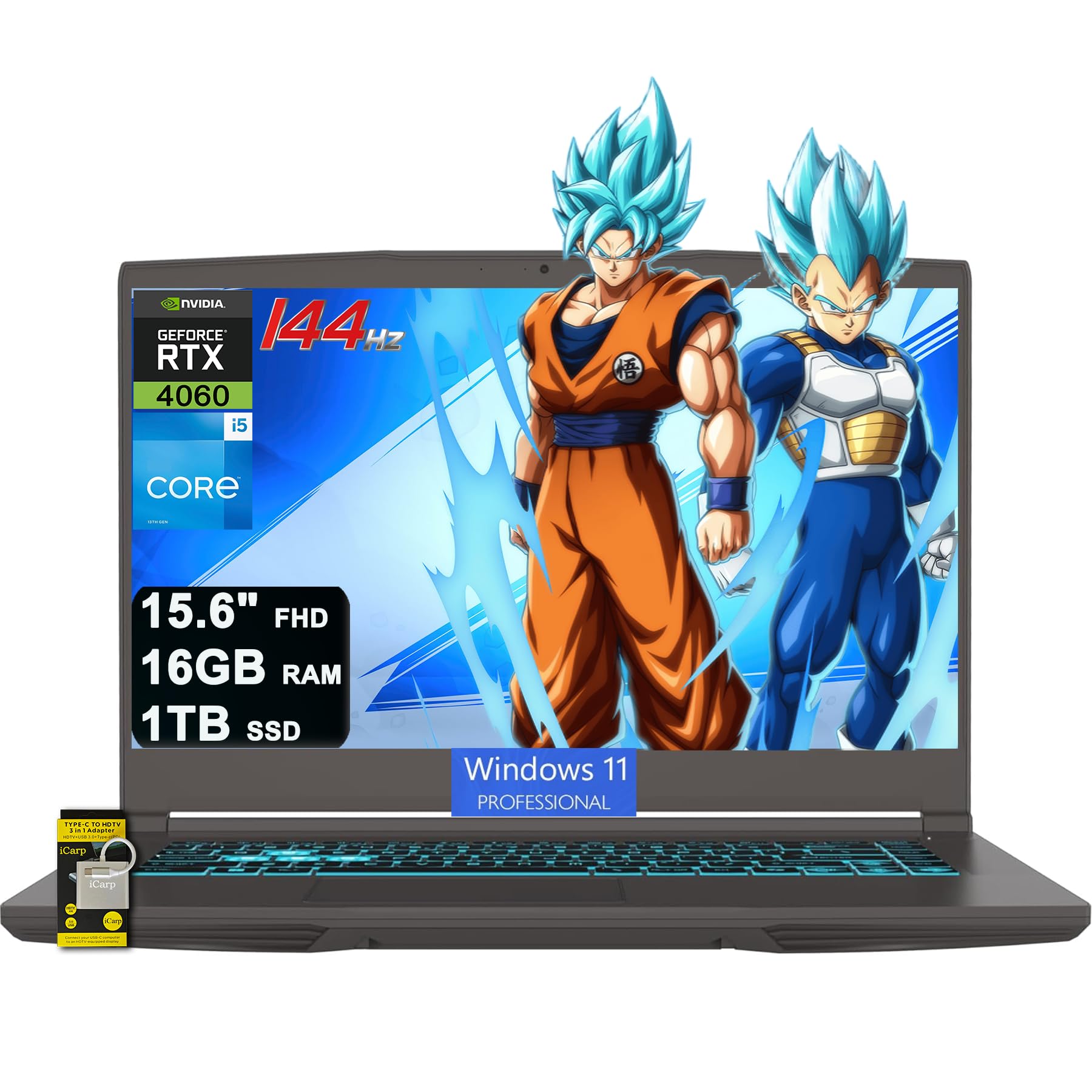 msi Thin 15 Gaming Laptop 15.6 FHD 144Hz Intel 8-core i5-13420H (>i7-12650H) 16GB DDR4 1TB SSD GeForce RTX 4060 Type-C Backlit W