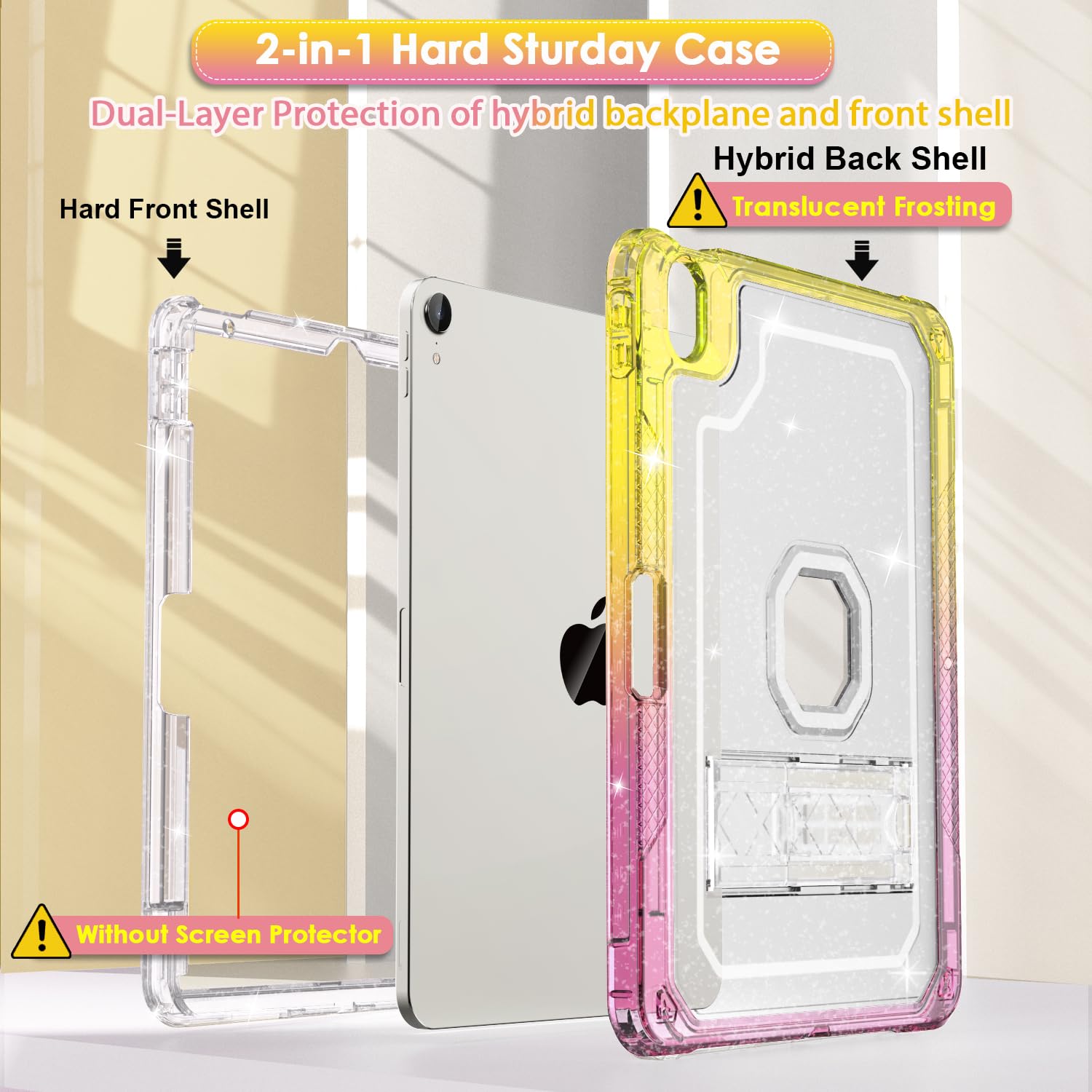 Zonefoker For Ipad Air 11 Inch Case 6Th/5Th/4Th Generation M2 11 Inch 2024/2022/2020 Case, Glitter Slim Cover For Kids With Penc