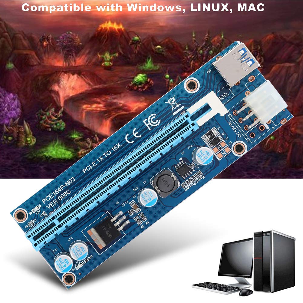 Richer-R Mini PCI-E to PCI Express 16x Extender Riser Adapter with SATA Power Cord 0.6M