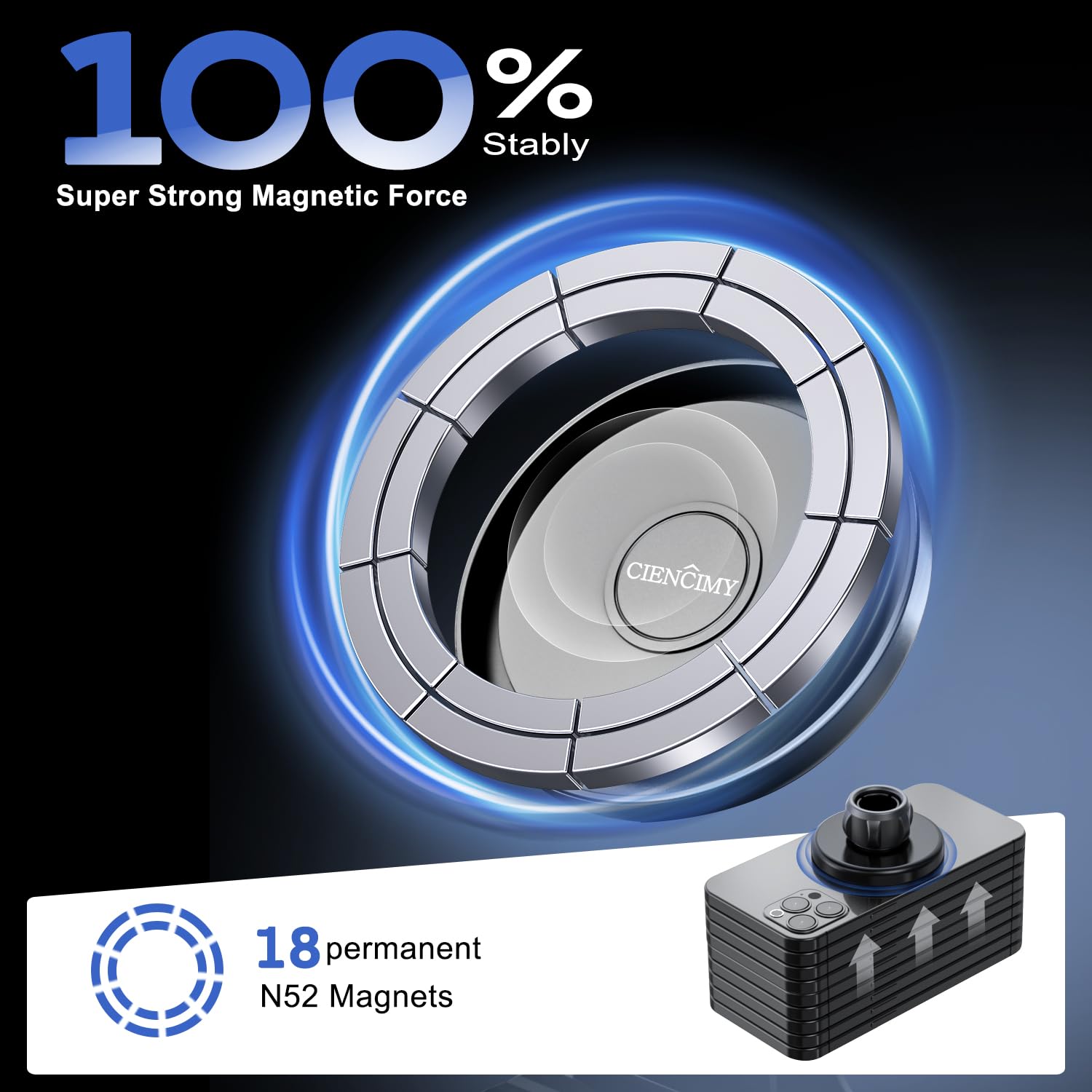 Ciencimy Car Mount Base Designed For Magsafe Iphone 16 15 14 13 12 Series, Only For Diameter 17Mm/0.67 Inch Universal Joint Ball