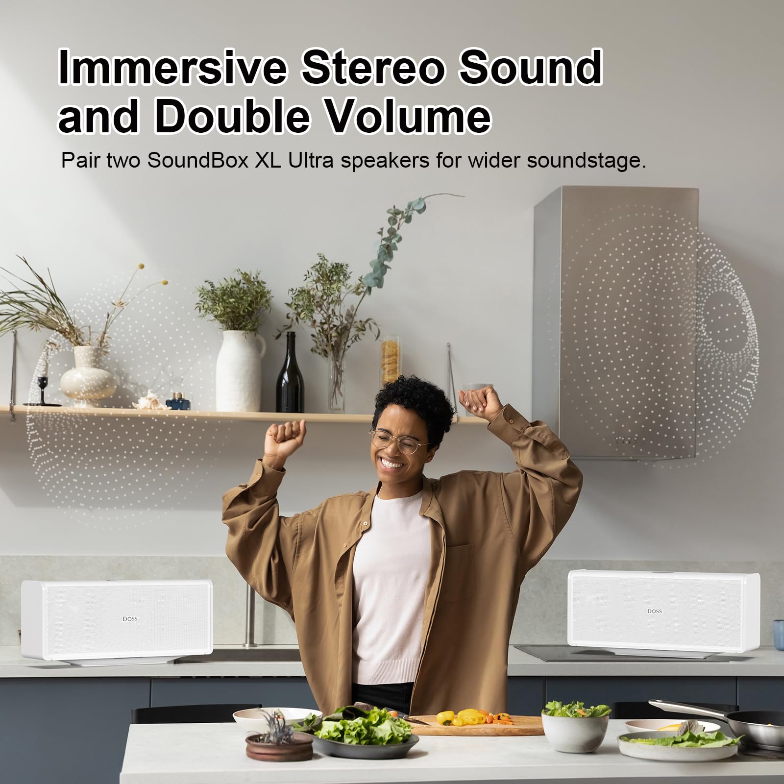 Doss Soundbox Ultra Bluetooth Speaker With 2.1 Sound Channel Audio, 80W Superior Sound With Deep Bass, Two Dsp Technologies, 18H Playtime, Bluetooth 5.3, Wireless Speaker For Home, Office,Room White