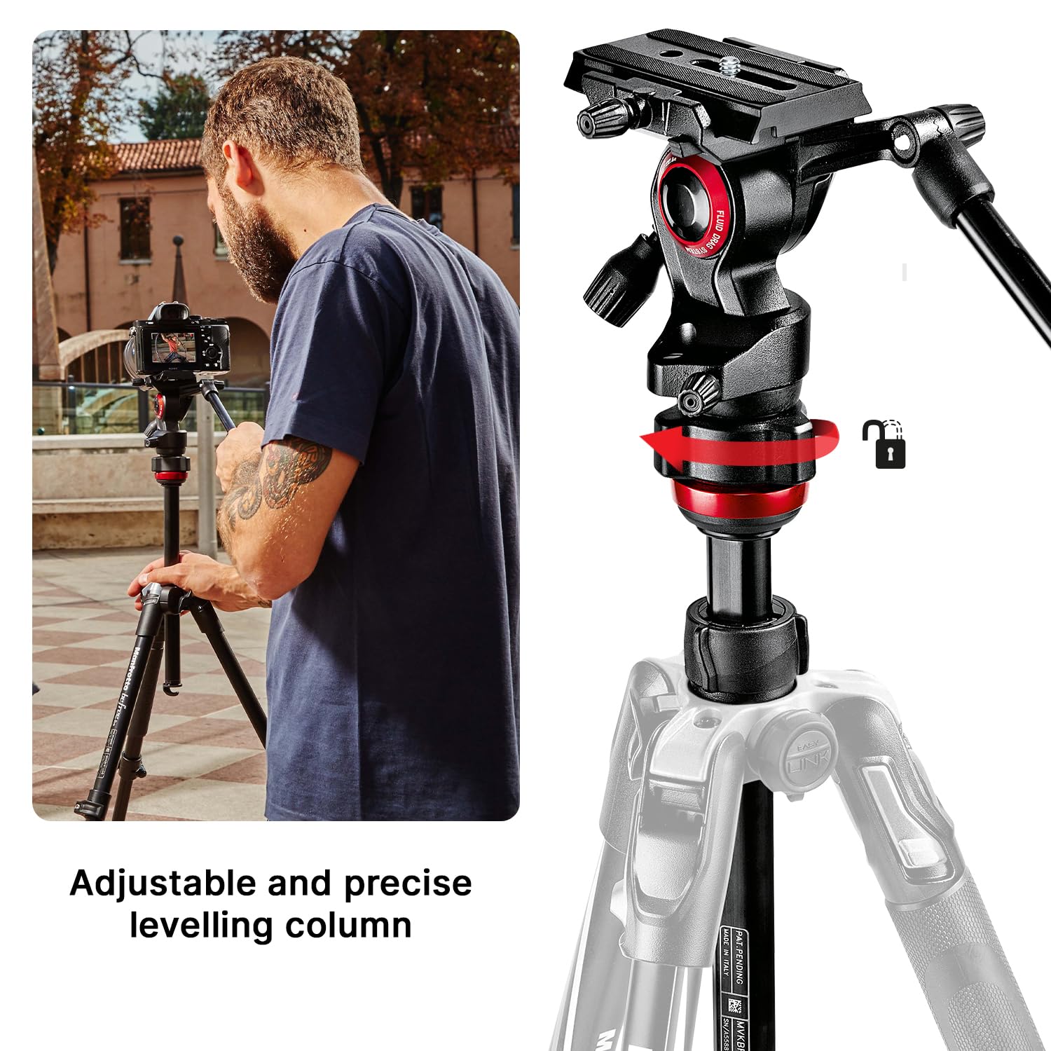 Manfrotto Befree Live 4 Section Aluminum Compact Travel Video Tripod With Fluid Head, Black/Silver