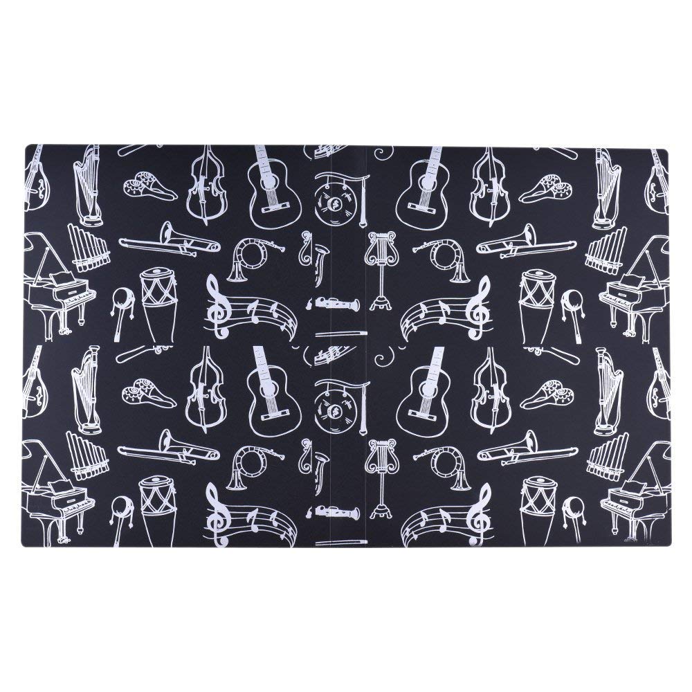 Music File Folder A4 Size Sheet Music Folder Paper Documents Music Themed 40 Pockets Storage Folder